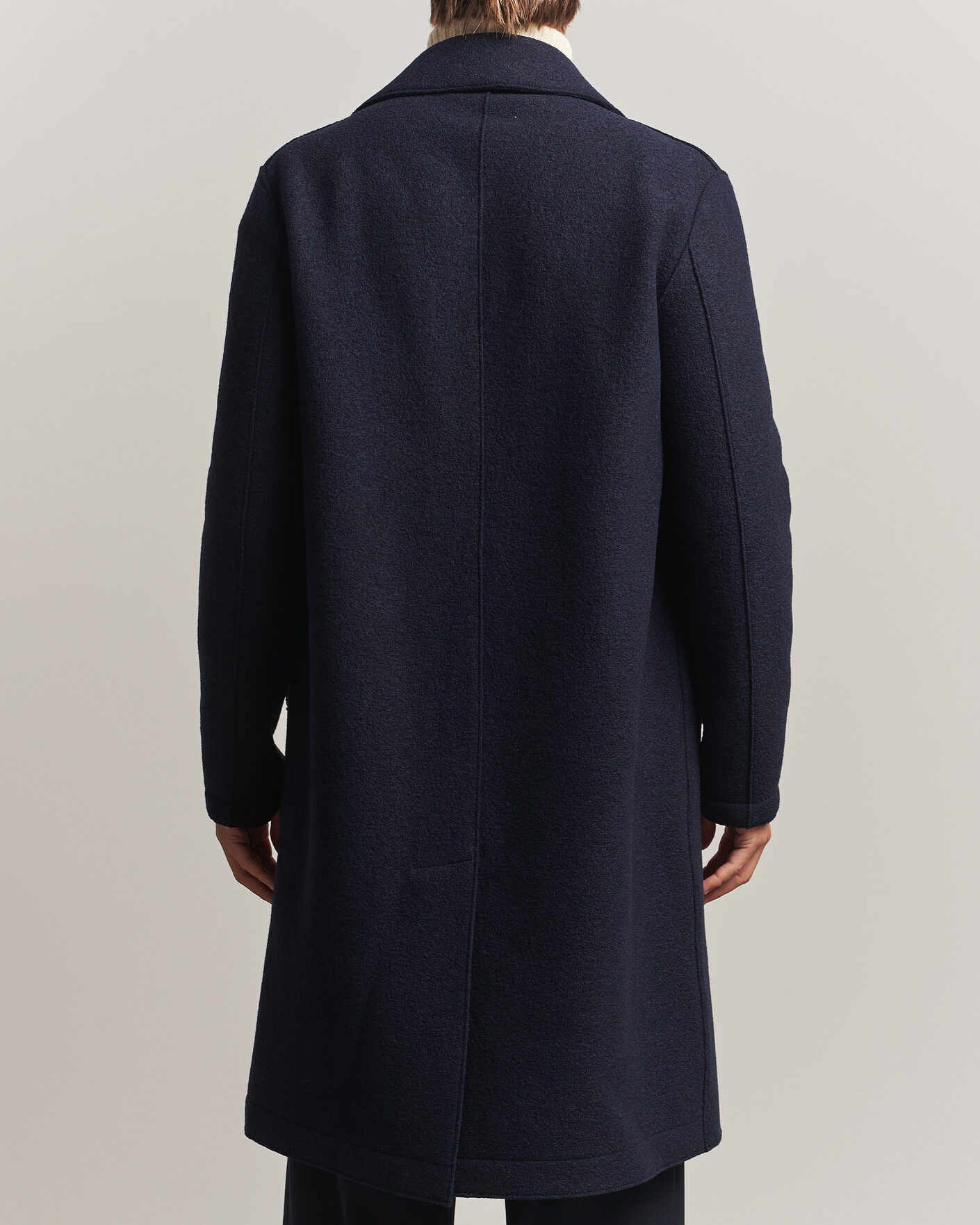 Herr | Jackor | Harris Wharf London | Pressed Wool Long Peacoat Navy Blue