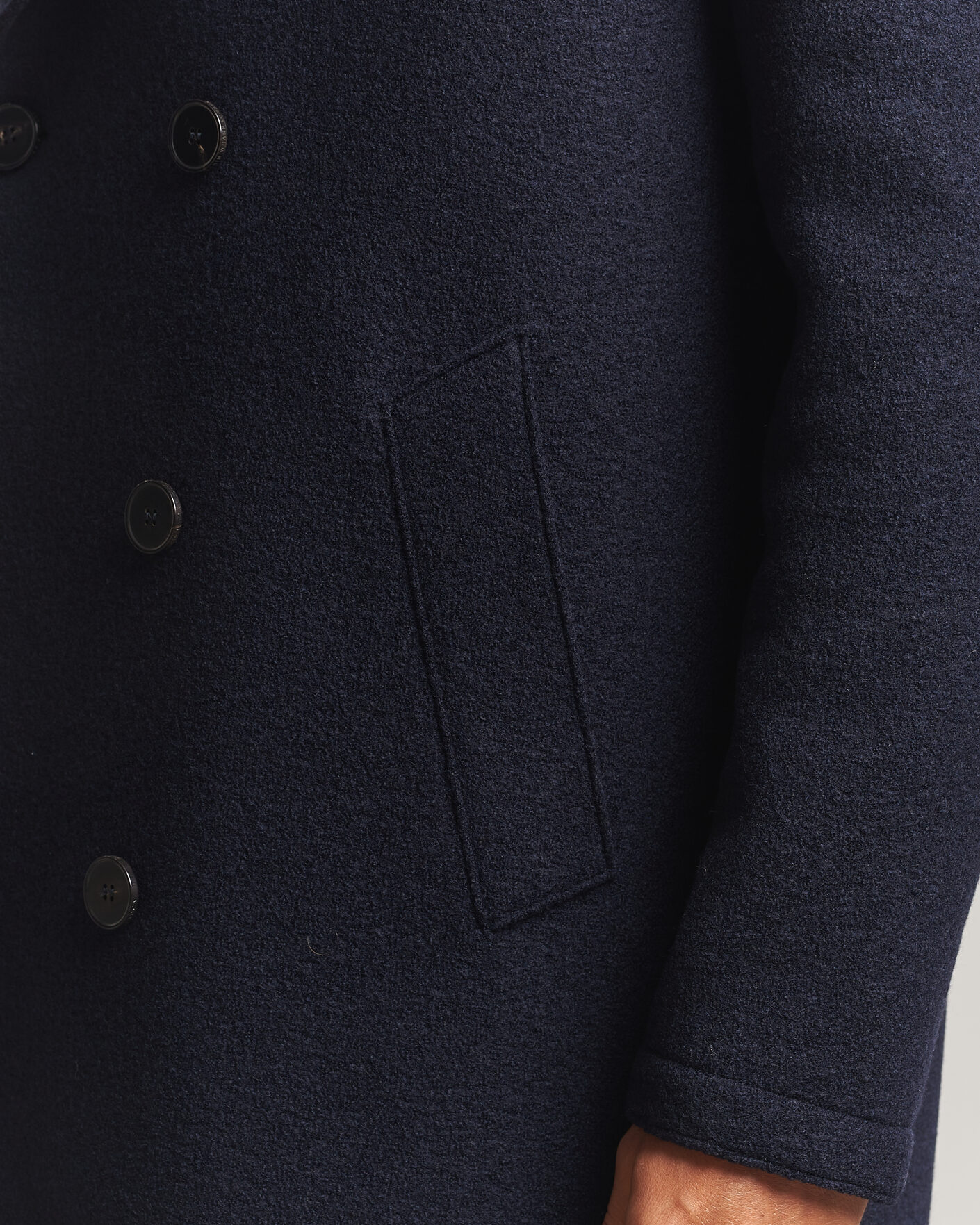 Herr | Jackor | Harris Wharf London | Pressed Wool Long Peacoat Navy Blue