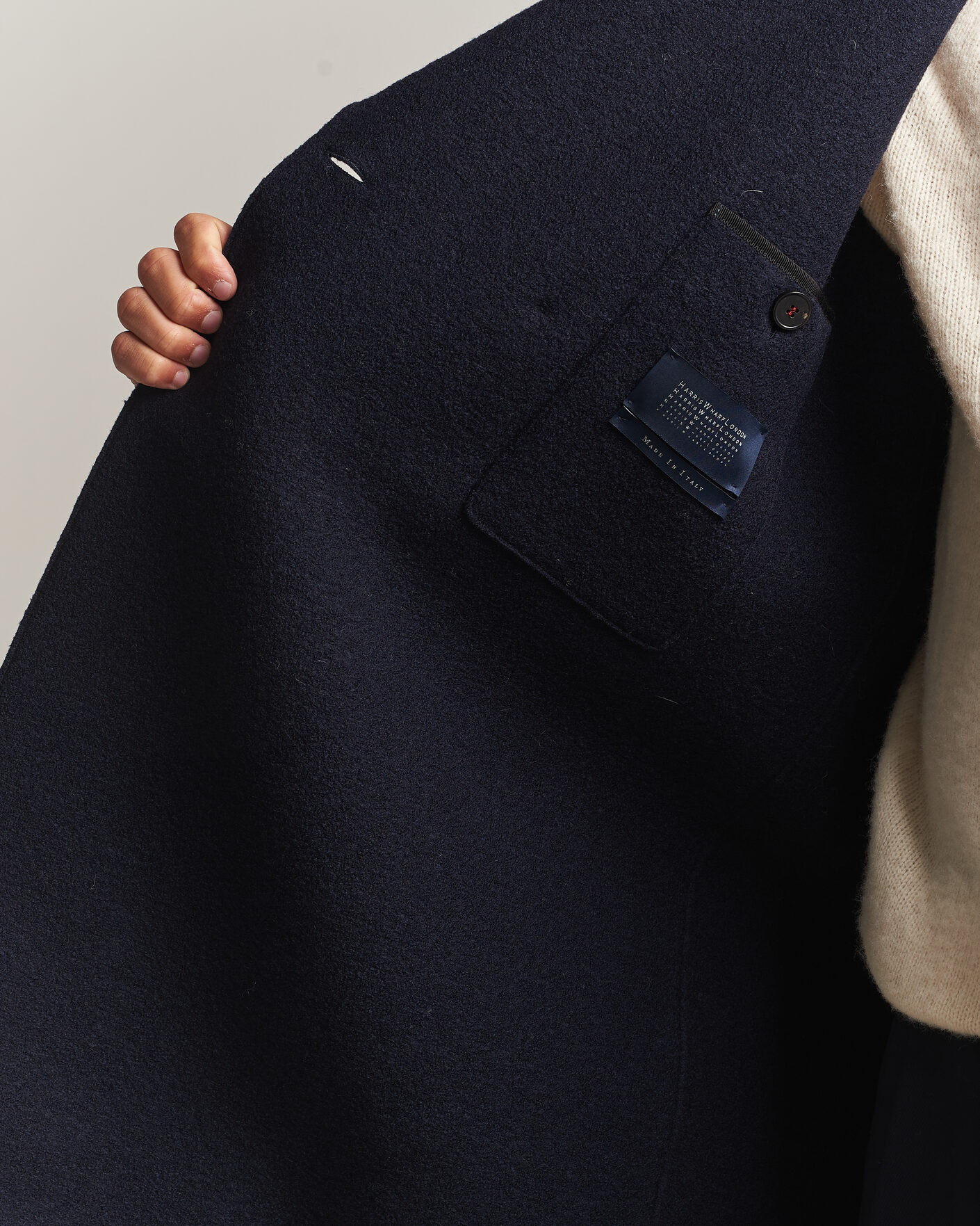 Herr | Jackor | Harris Wharf London | Pressed Wool Long Peacoat Navy Blue