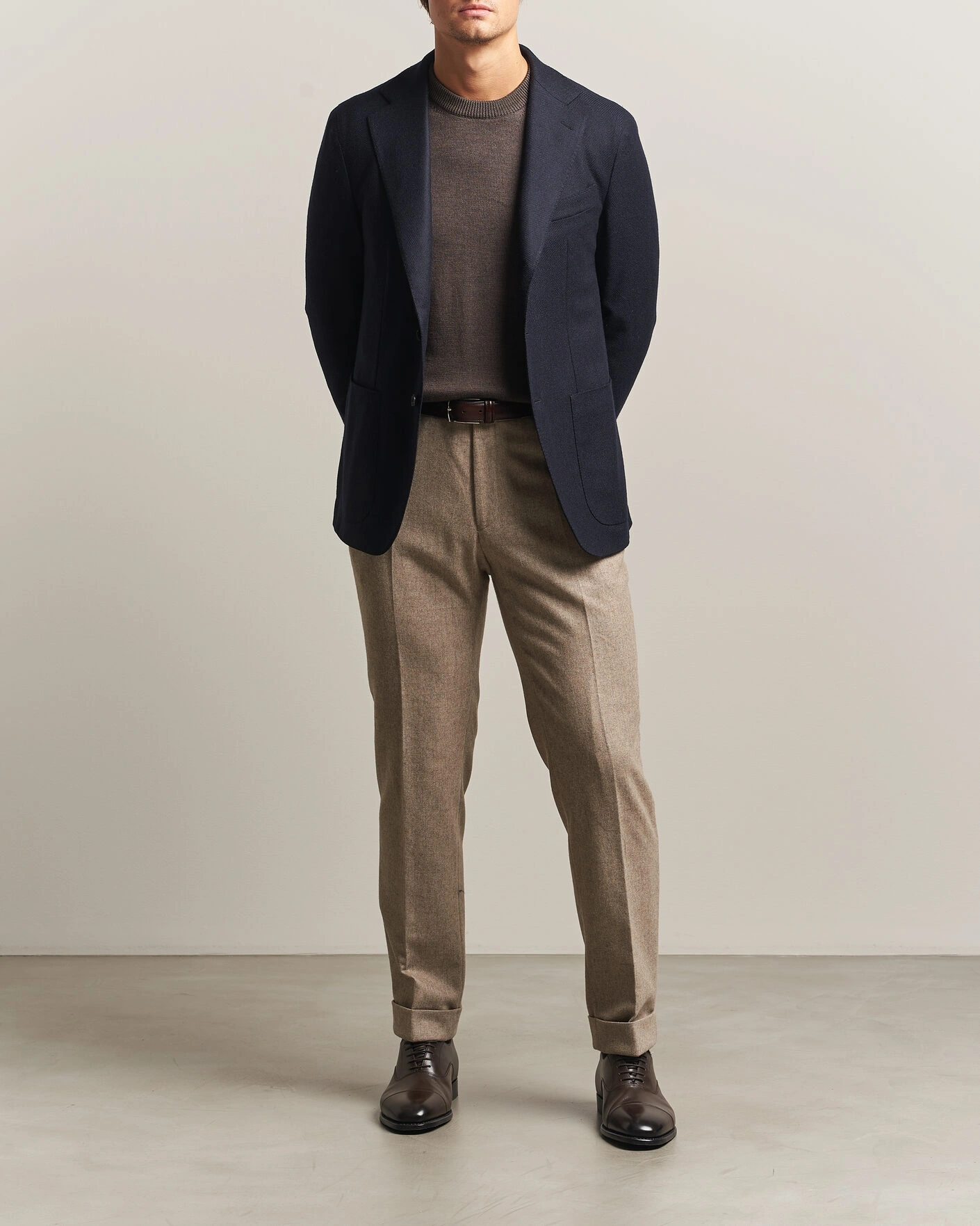 Herr | Kavajer | Caruso | Aida Wool/Cashmere Blazer Navy