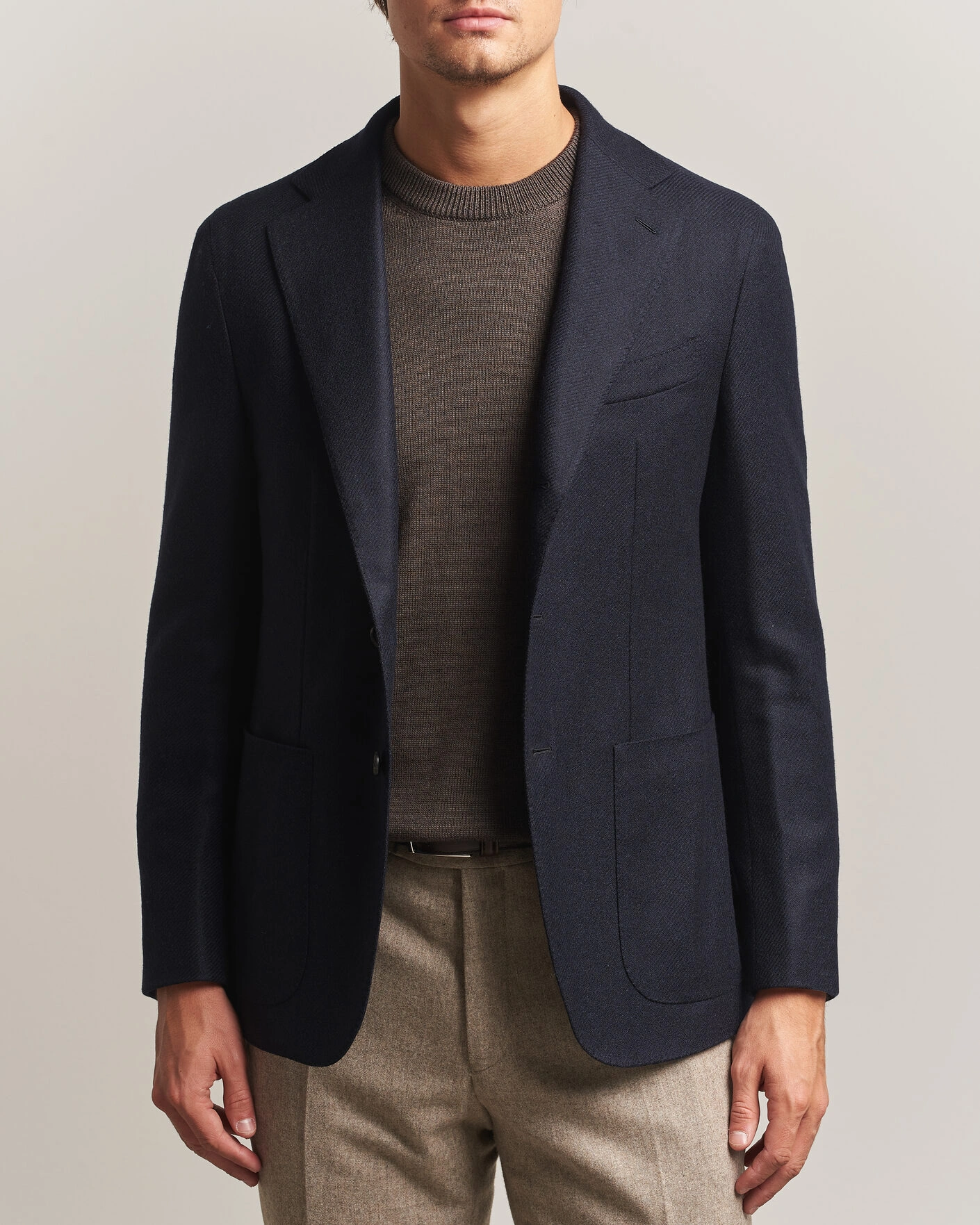 Herr | Kavajer | Caruso | Aida Wool/Cashmere Blazer Navy