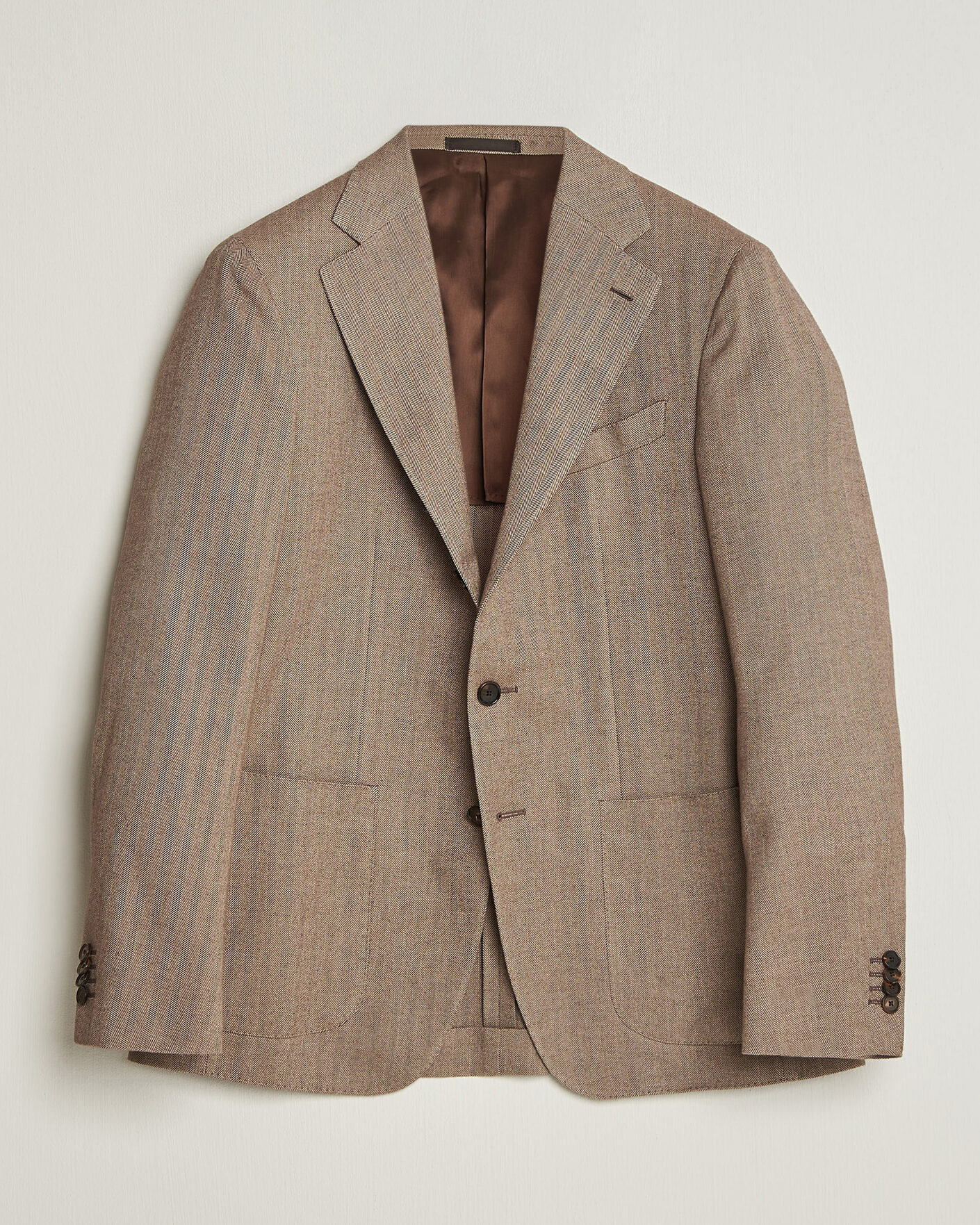 Herr | Kavajer | Caruso | Aida Herringbone Cotton Flannel Blazer Beige