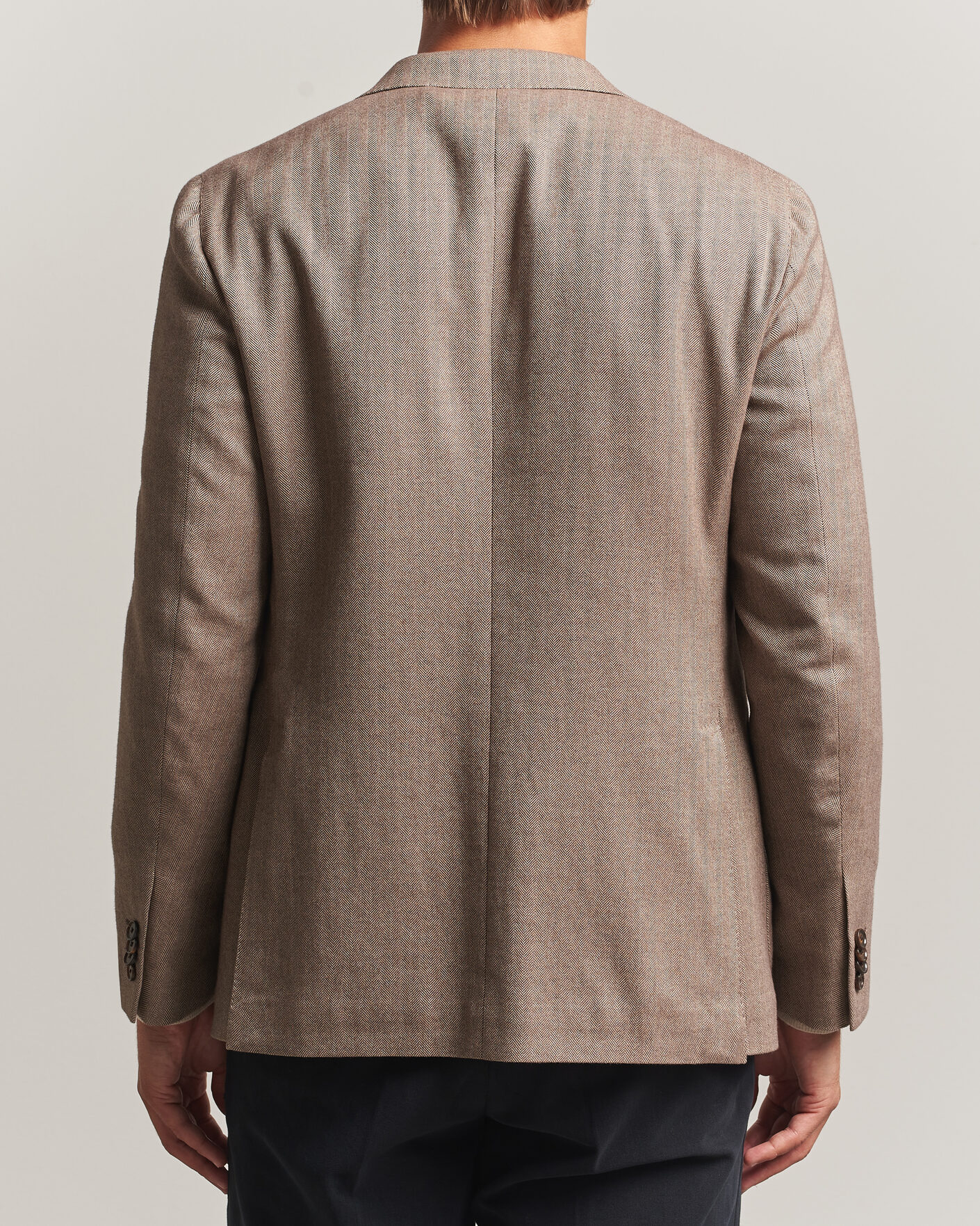 Herr | Kavajer | Caruso | Aida Herringbone Cotton Flannel Blazer Beige
