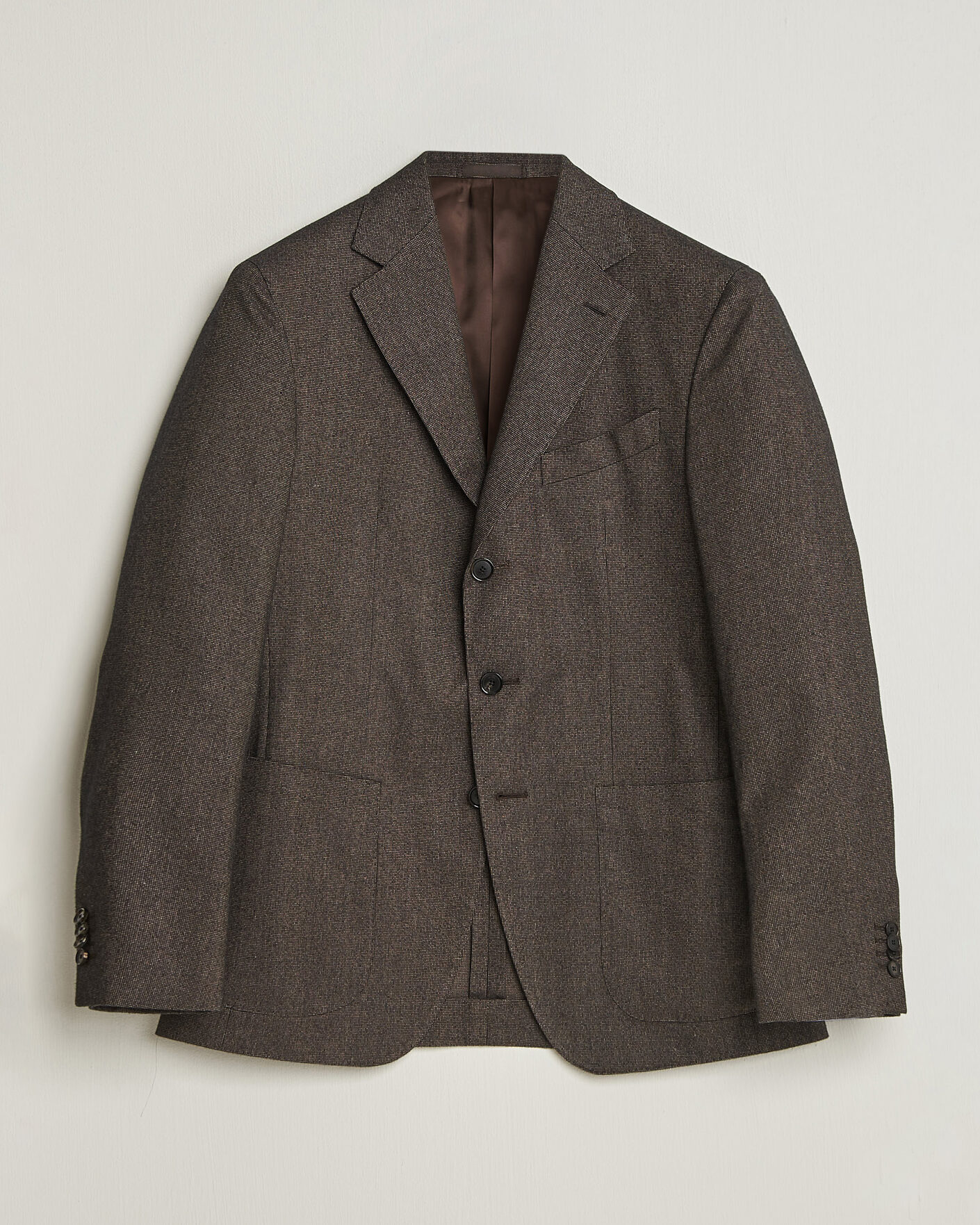 Herr | Kavajer | Caruso | Aida Brushed Cotton Blazer Dark Brown