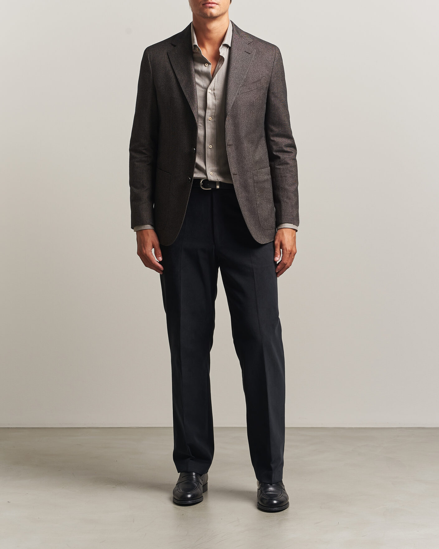 Herr | Kavajer | Caruso | Aida Brushed Cotton Blazer Dark Brown