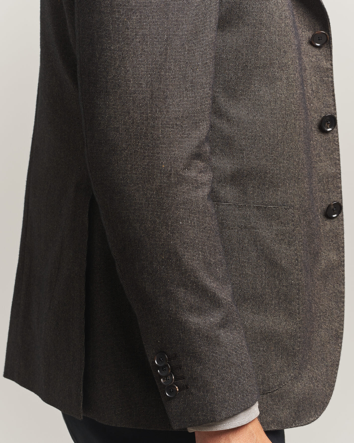Herr | Kavajer | Caruso | Aida Brushed Cotton Blazer Dark Brown