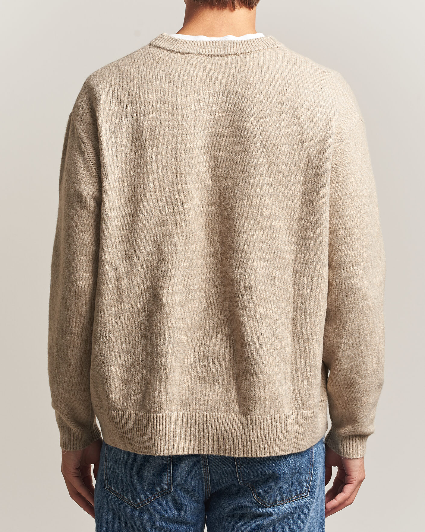 Herr | Tröjor | KnowledgeCotton Apparel | Knitted Crewneck Feather Grey