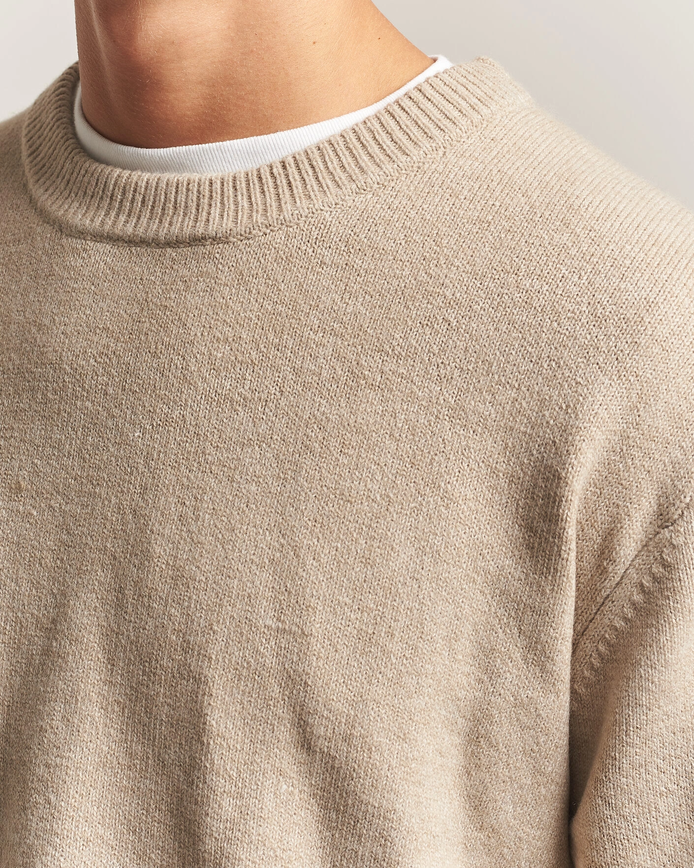 Herr | Tröjor | KnowledgeCotton Apparel | Knitted Crewneck Feather Grey