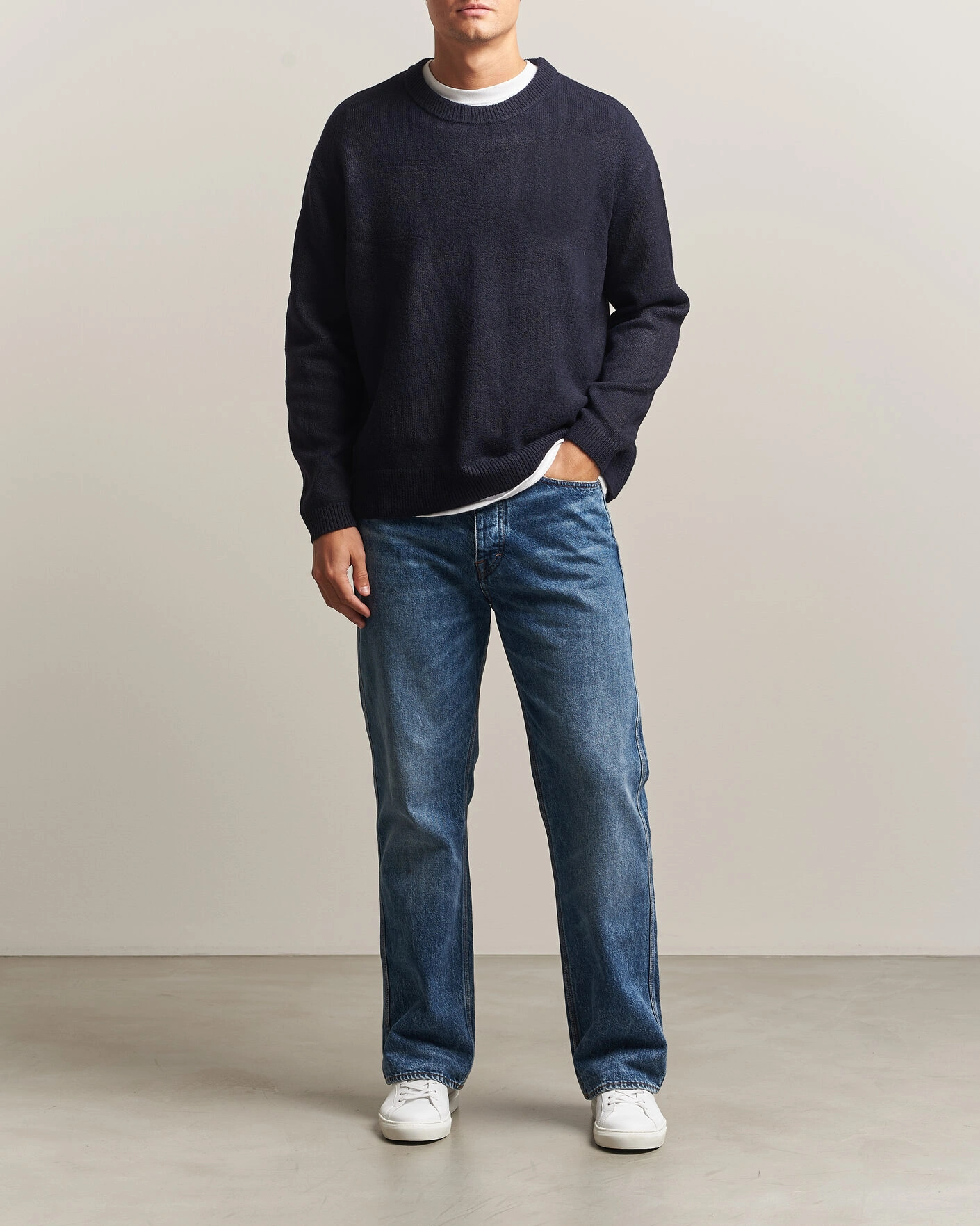 Herr | Tröjor | KnowledgeCotton Apparel | Knitted Crewneck Night Sky