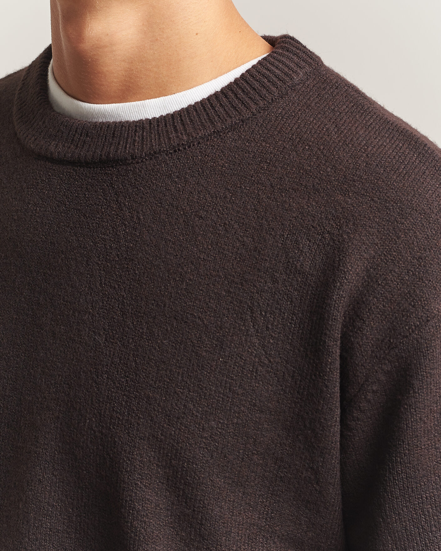 Herr | Tröjor | KnowledgeCotton Apparel | Knitted Crewneck Chocolate Tort