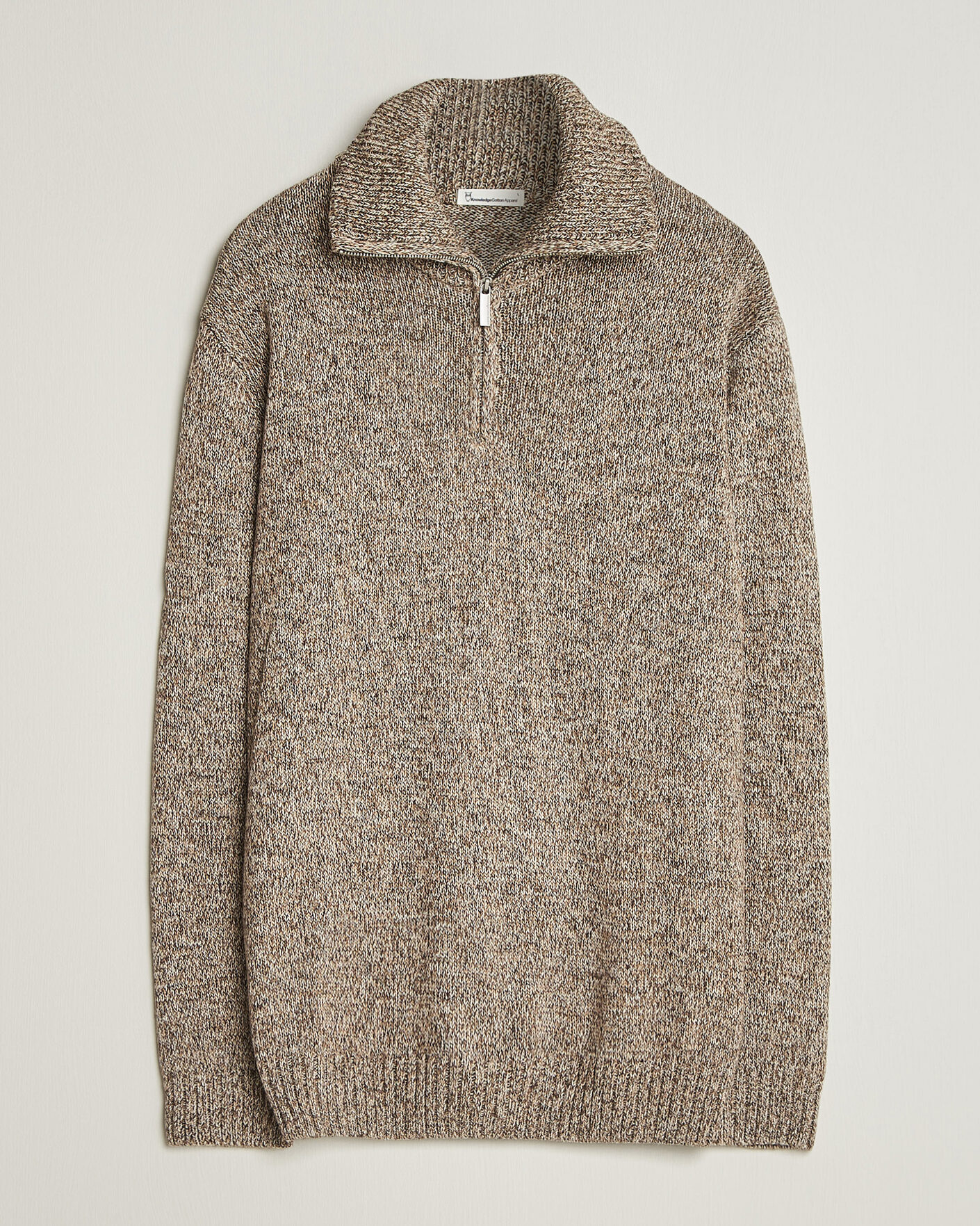 Herr | Tröjor | KnowledgeCotton Apparel | Heavy Knitted Half Zip Brown