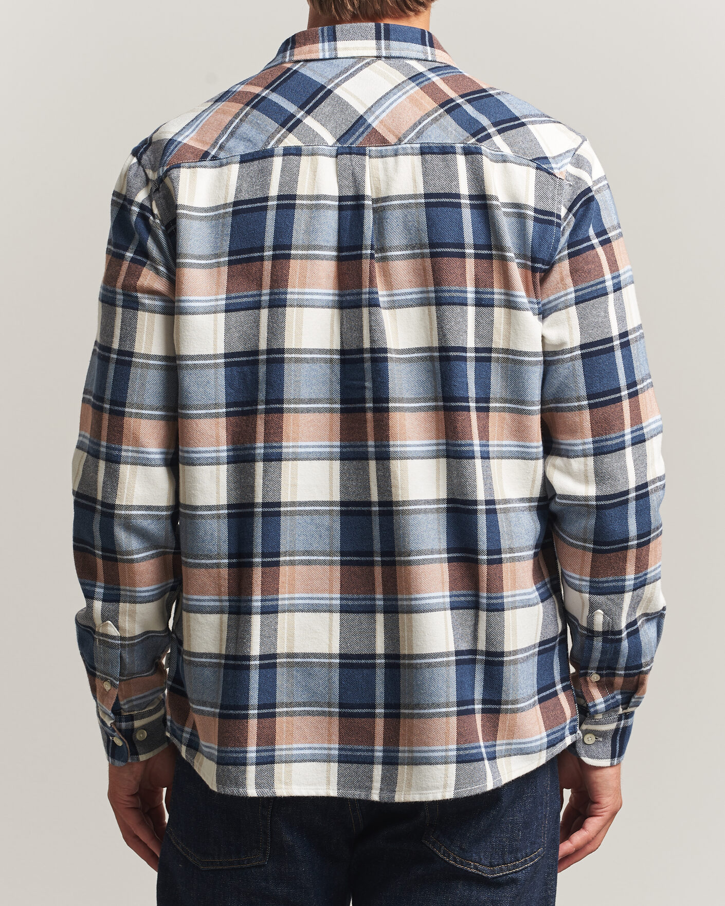 Herr | Skjortor | KnowledgeCotton Apparel | Regular Fit Check Melange Flannel Shirt Navy