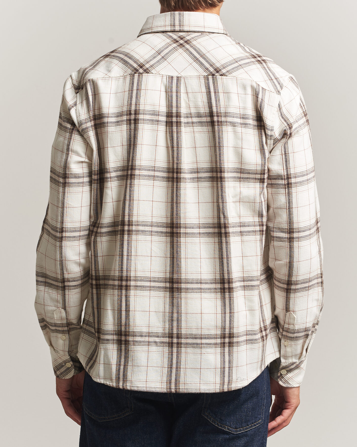 Herr | Skjortor | KnowledgeCotton Apparel | Regular Fit Check Melange Flannel Shirt Cream