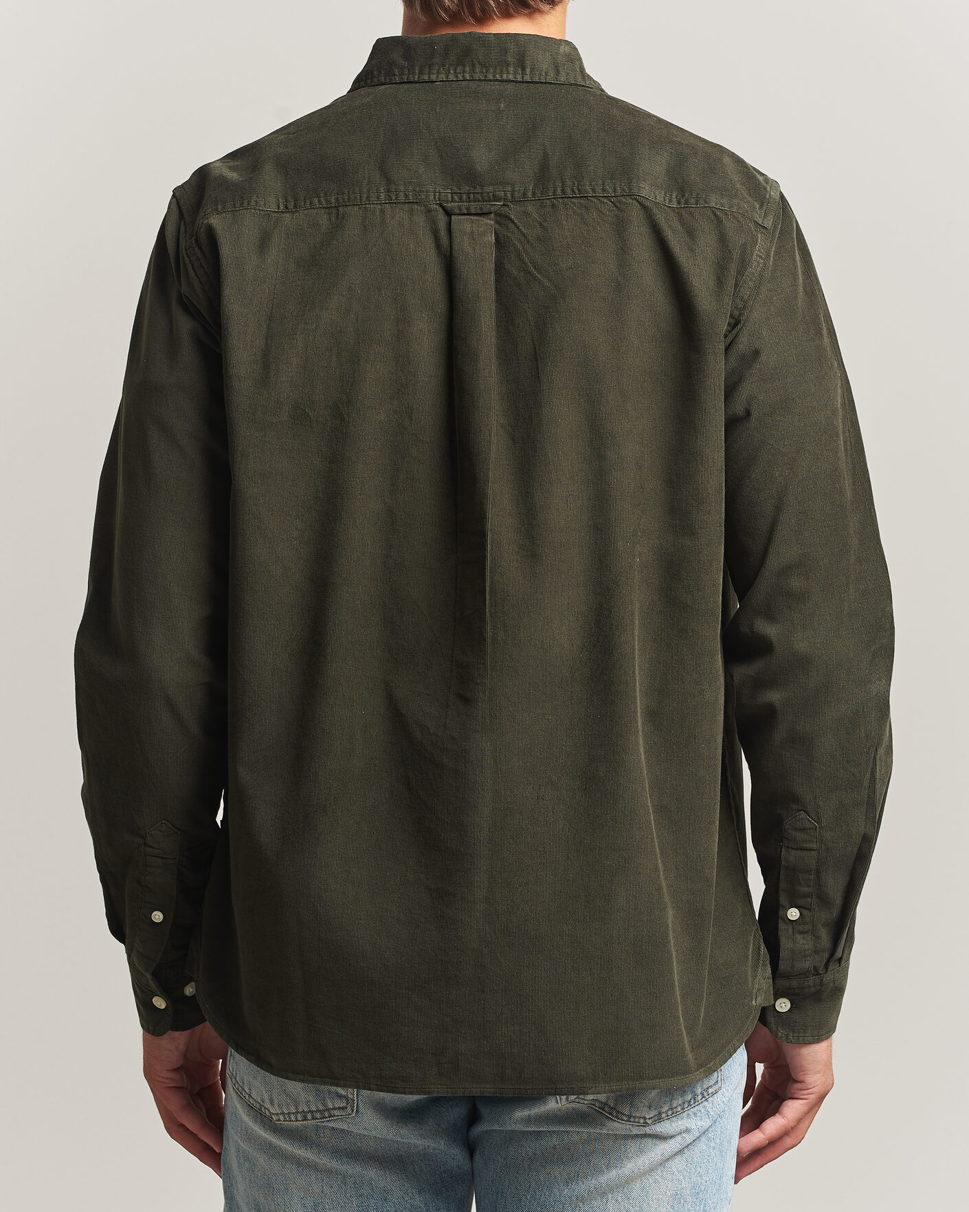 Herr | Skjortor | KnowledgeCotton Apparel | Regular Fit Cord Shirt Forest Night