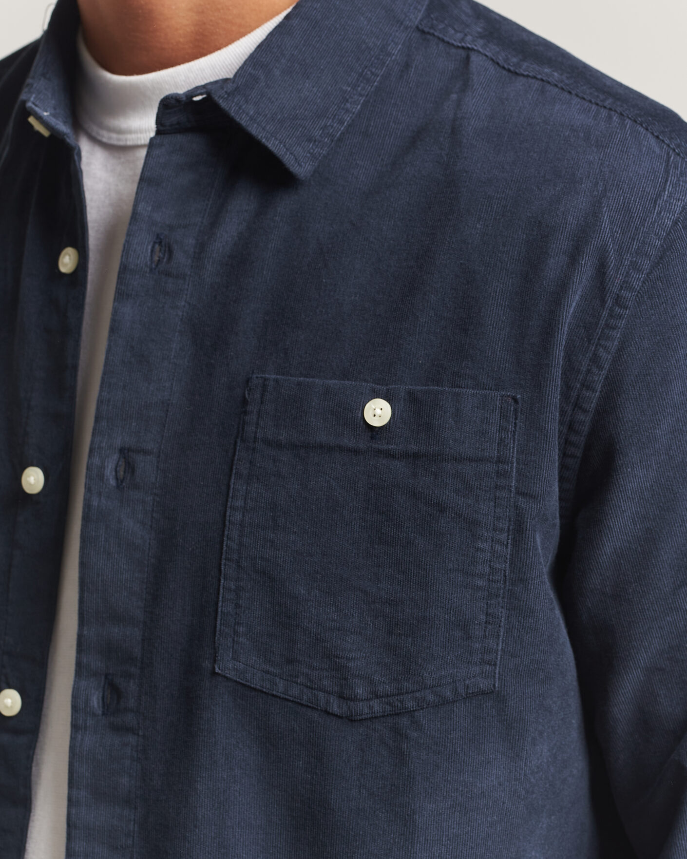 Herr | Skjortor | KnowledgeCotton Apparel | Regular Fit Cord Shirt Night Sky