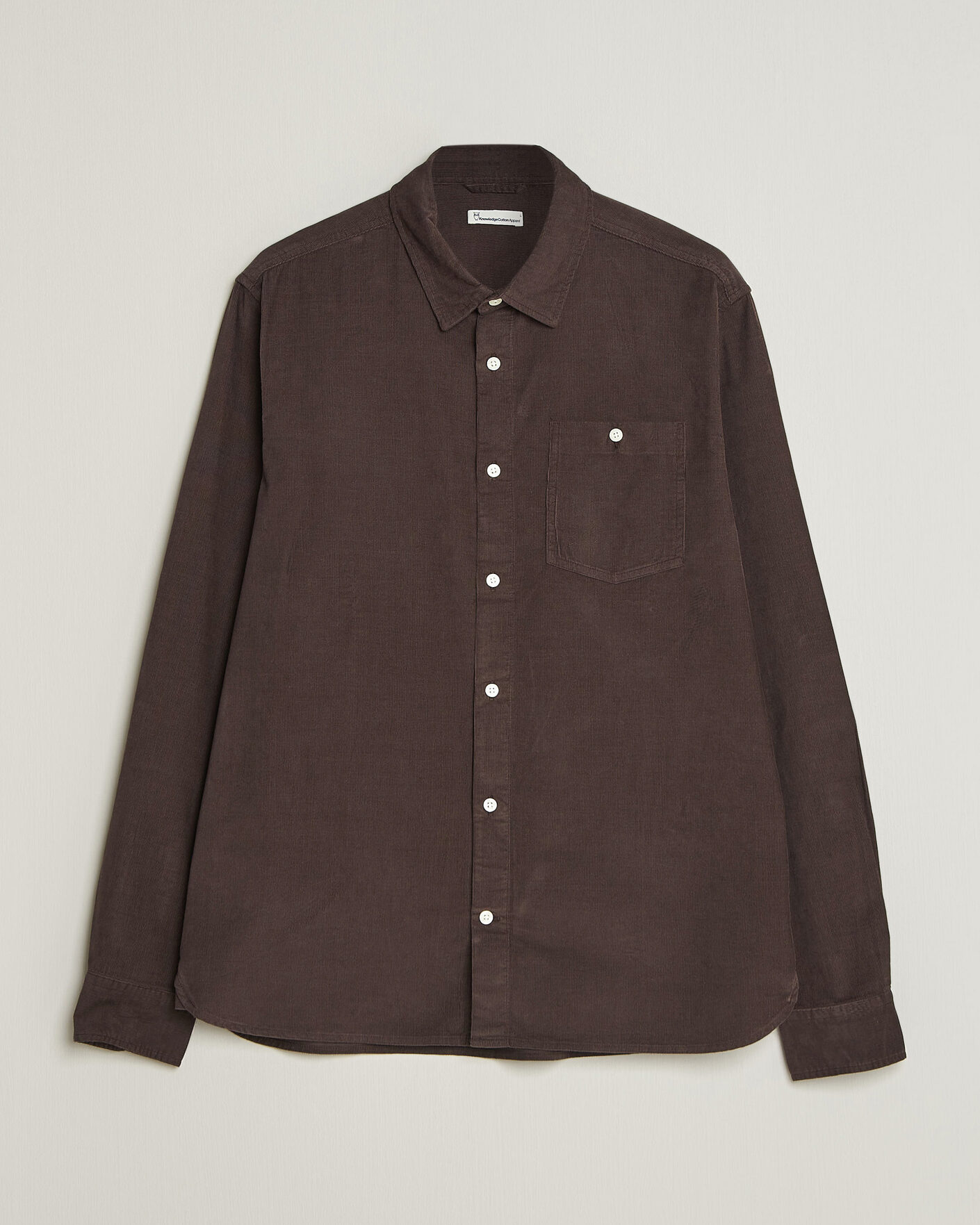 Herr | Skjortor | KnowledgeCotton Apparel | Regular Fit Cord Shirt Chocolate