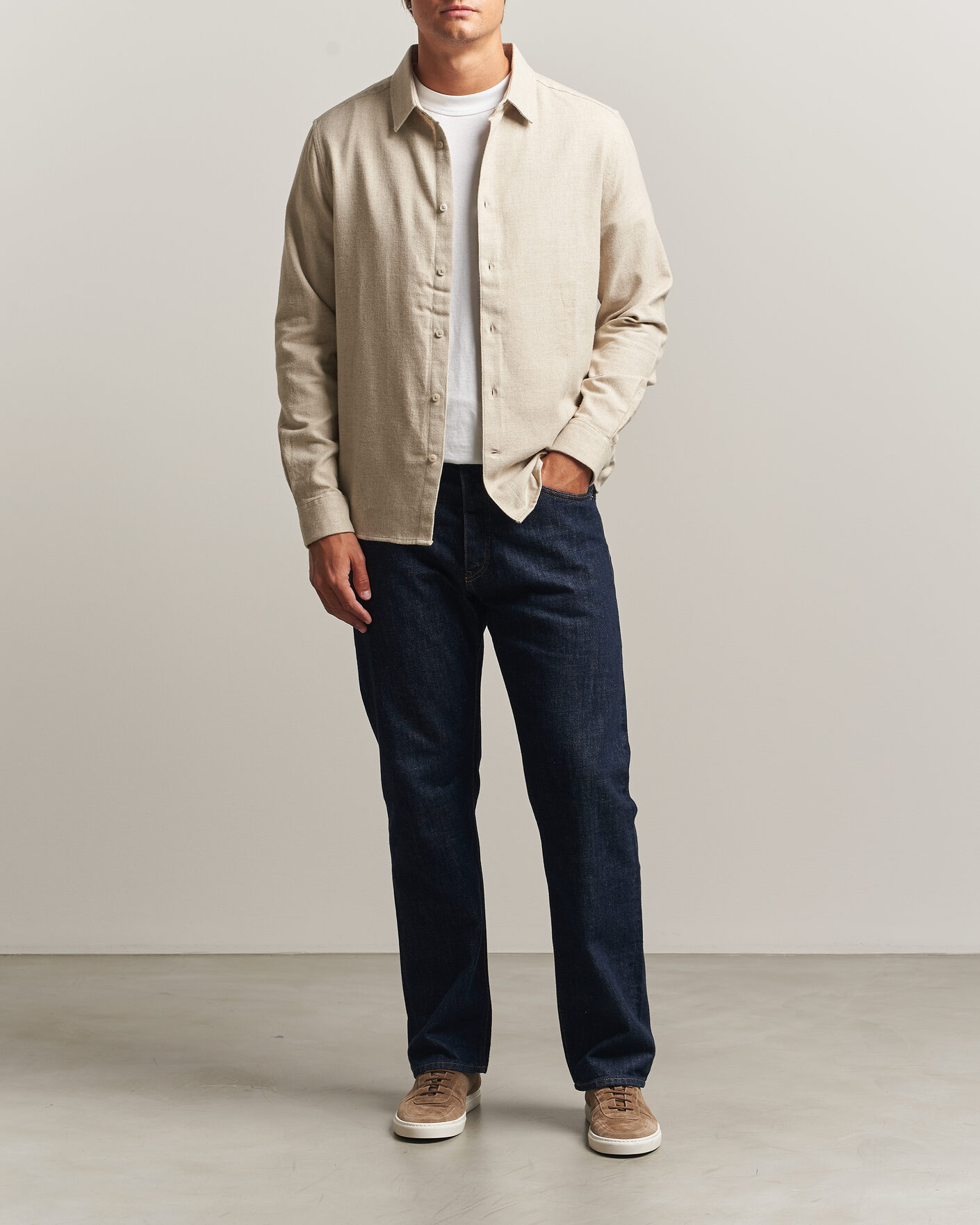 Herr | Skjortor | KnowledgeCotton Apparel | Regular Fit Melange Flannel Shirt Feather Grey