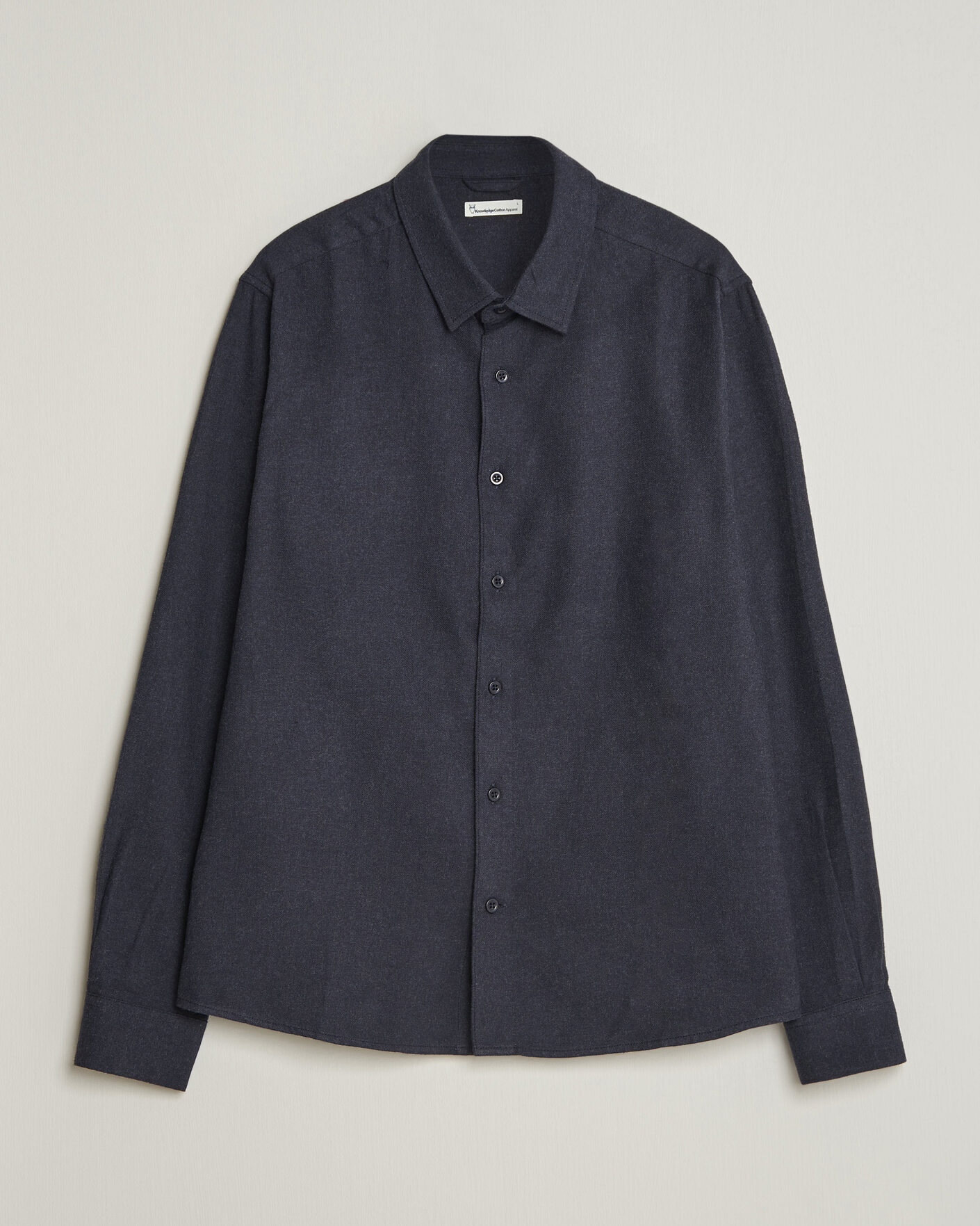 Herr | Skjortor | KnowledgeCotton Apparel | Regular Fit Melange Flannel Shirt Navy