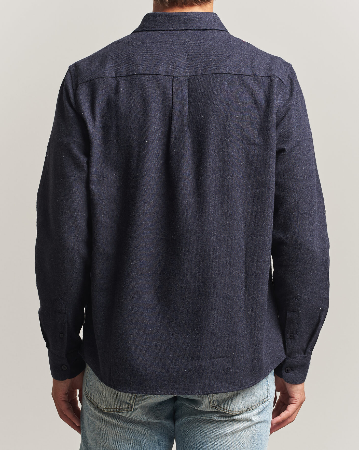 Herr | Skjortor | KnowledgeCotton Apparel | Regular Fit Melange Flannel Shirt Navy