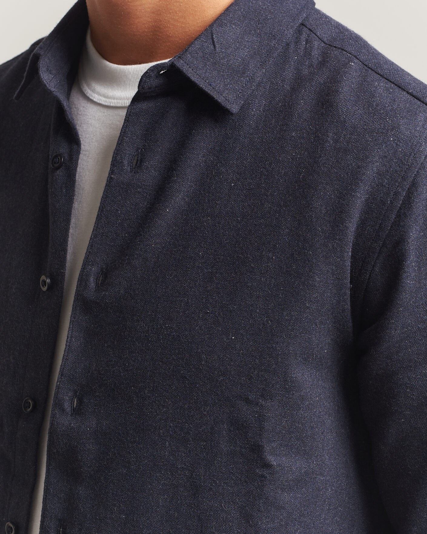 Herr | Skjortor | KnowledgeCotton Apparel | Regular Fit Melange Flannel Shirt Navy