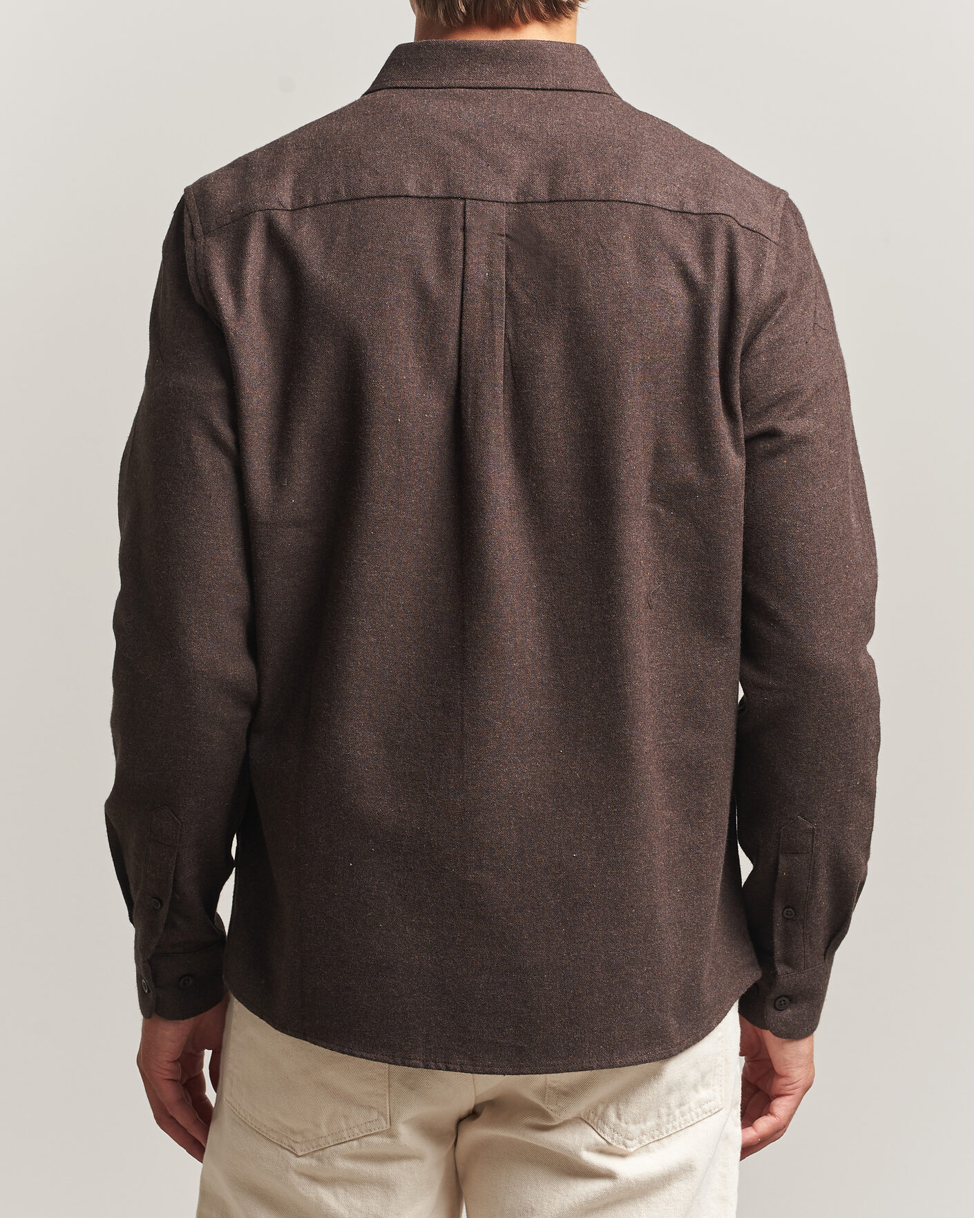 Herr | Skjortor | KnowledgeCotton Apparel | Regular Fit Melange Flannel Shirt Chocolate