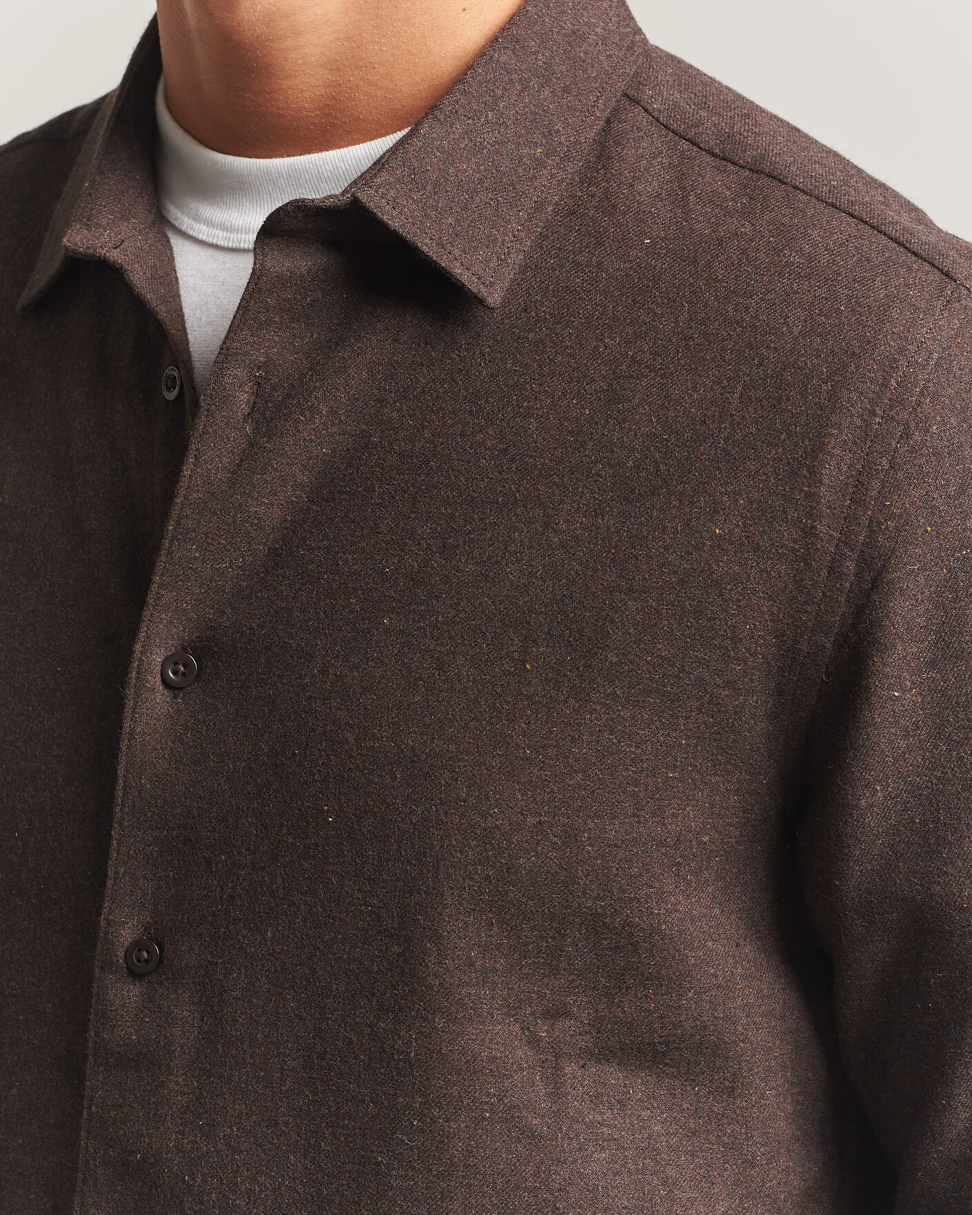Herr | Skjortor | KnowledgeCotton Apparel | Regular Fit Melange Flannel Shirt Chocolate