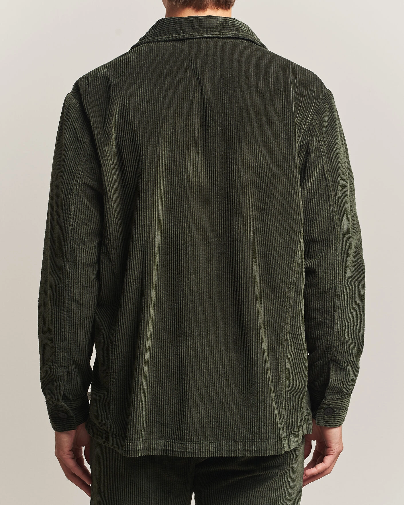 Herr | Skjortor | KnowledgeCotton Apparel | Cotton Corduroy Overshirt Forest Night