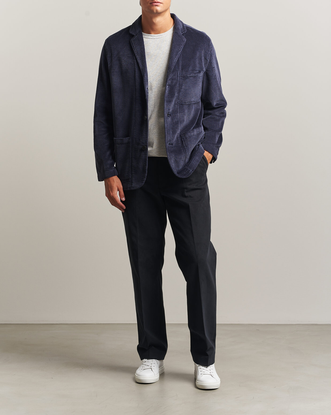 Herr | Kavajer | KnowledgeCotton Apparel | Cotton Corduroy Blazer Night Sky