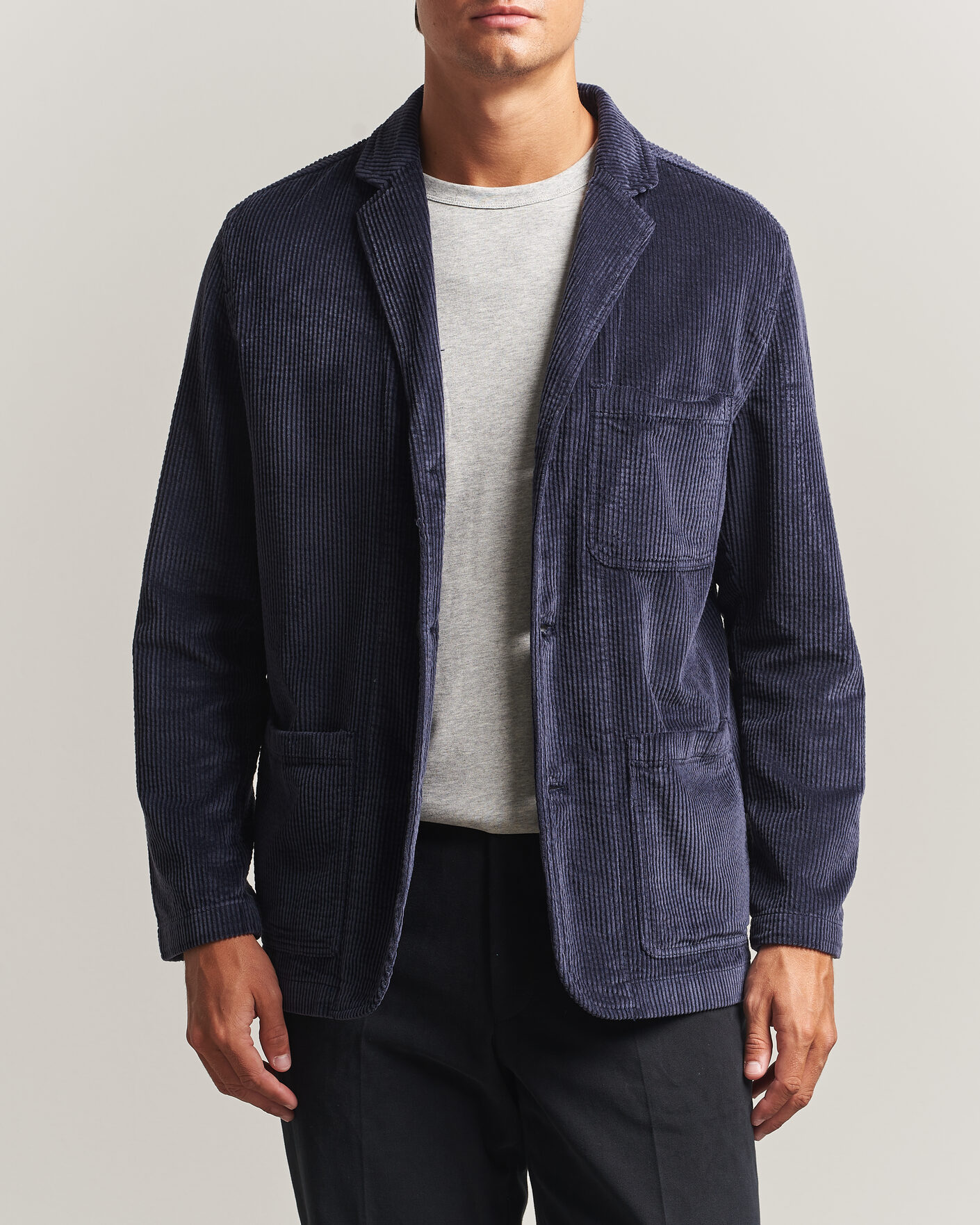 Herr | Kavajer | KnowledgeCotton Apparel | Cotton Corduroy Blazer Night Sky