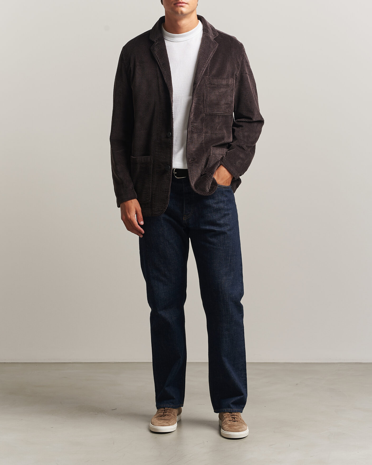 Herr | Kavajer | KnowledgeCotton Apparel | Cotton Corduroy Blazer Chocolate