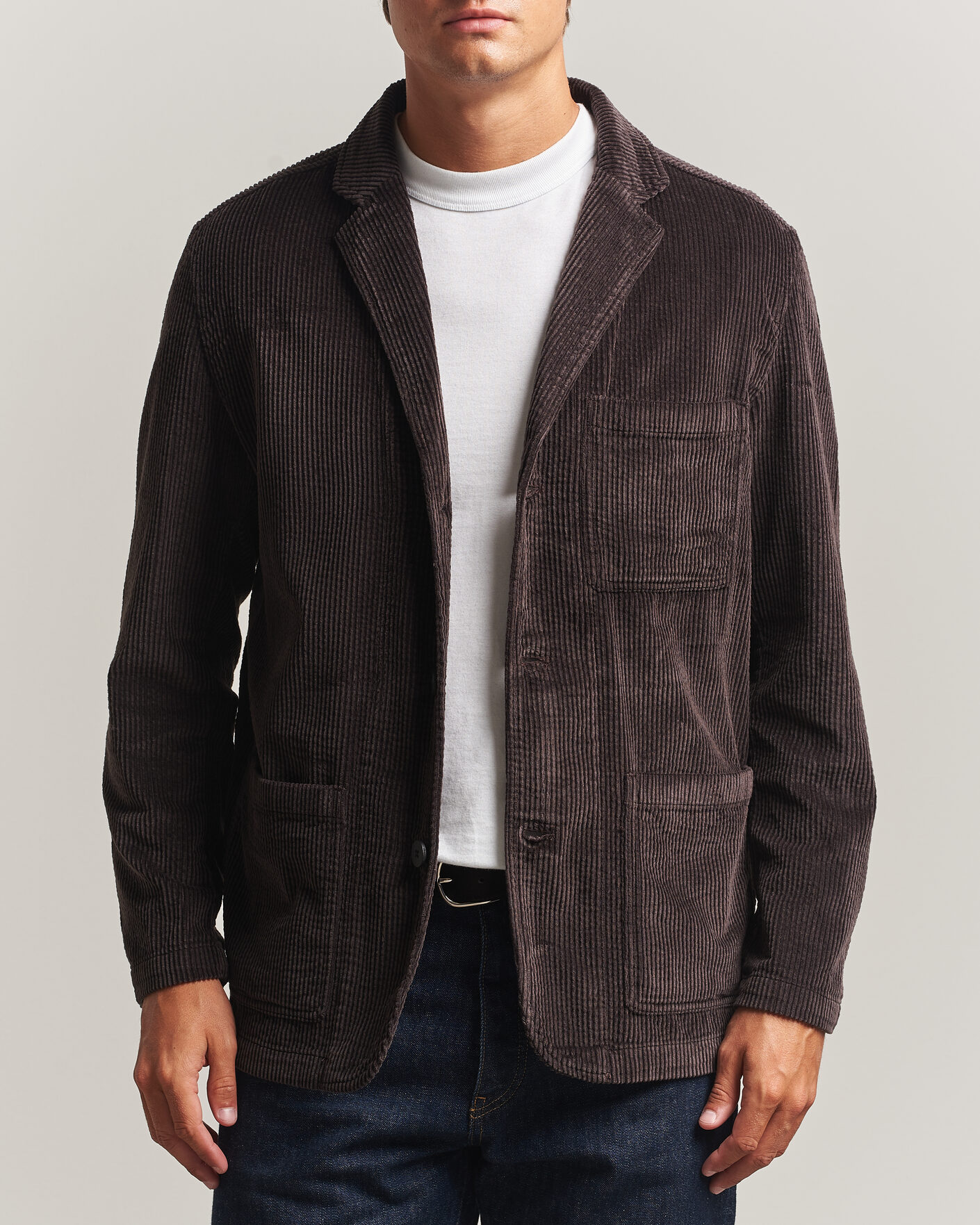 Herr | Kavajer | KnowledgeCotton Apparel | Cotton Corduroy Blazer Chocolate