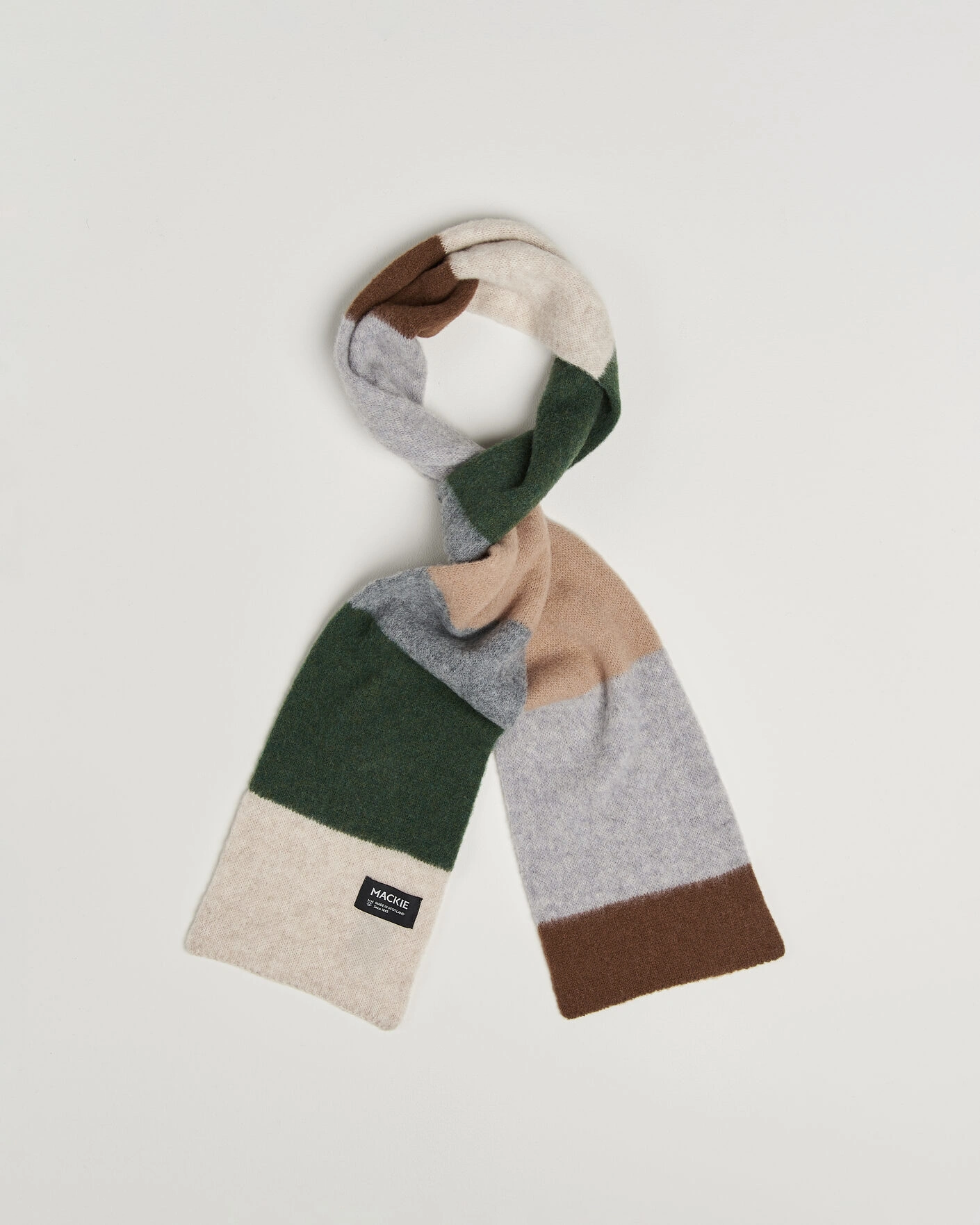 Herr | Halsdukar | Robert Mackie | Rona Ribbed Shaggy Lambswool Scarf Grey/Green/Beige Mix