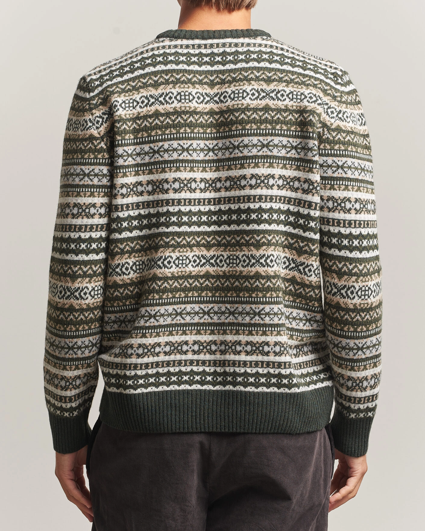Herr | Tröjor | Morgano | Wool/Cashmere Fair Isle Knitted Crewneck Green