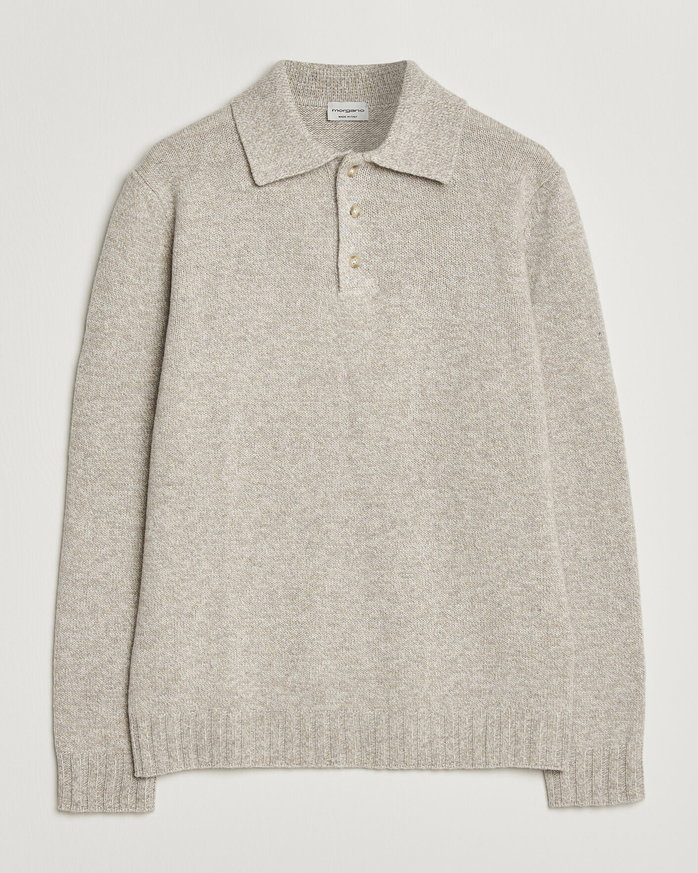 Herr | Tröjor | Morgano | Wool/Cashmere Knitted Polo Beige