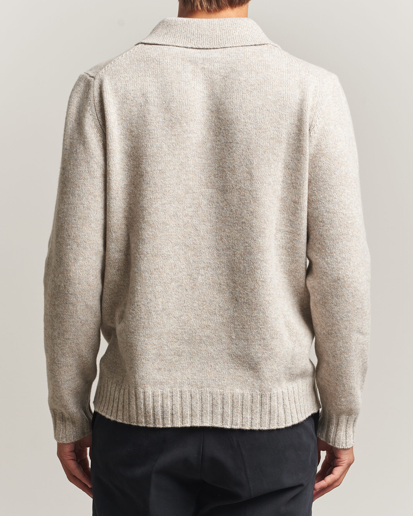 Herr | Tröjor | Morgano | Wool/Cashmere Knitted Polo Beige
