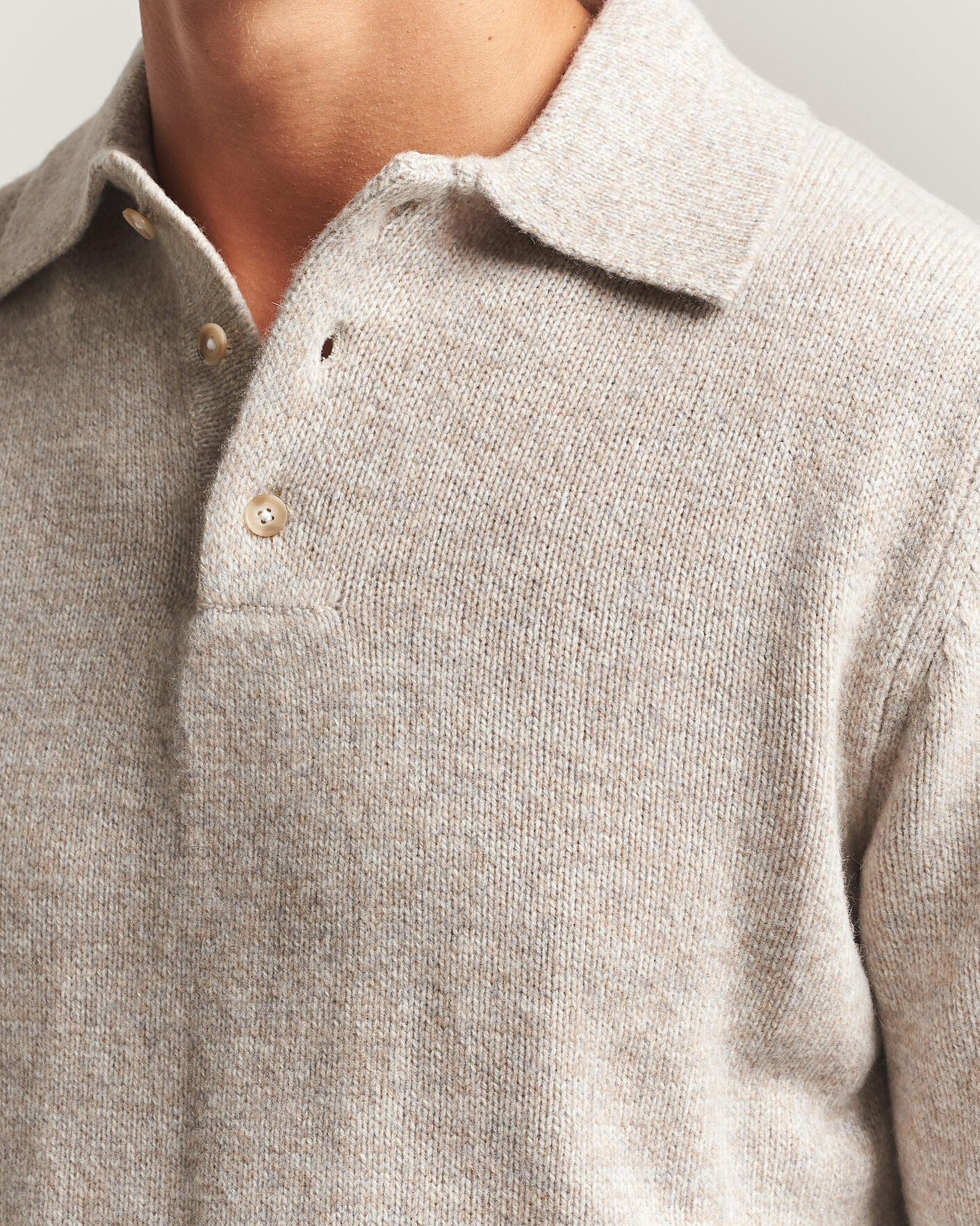 Herr | Tröjor | Morgano | Wool/Cashmere Knitted Polo Beige