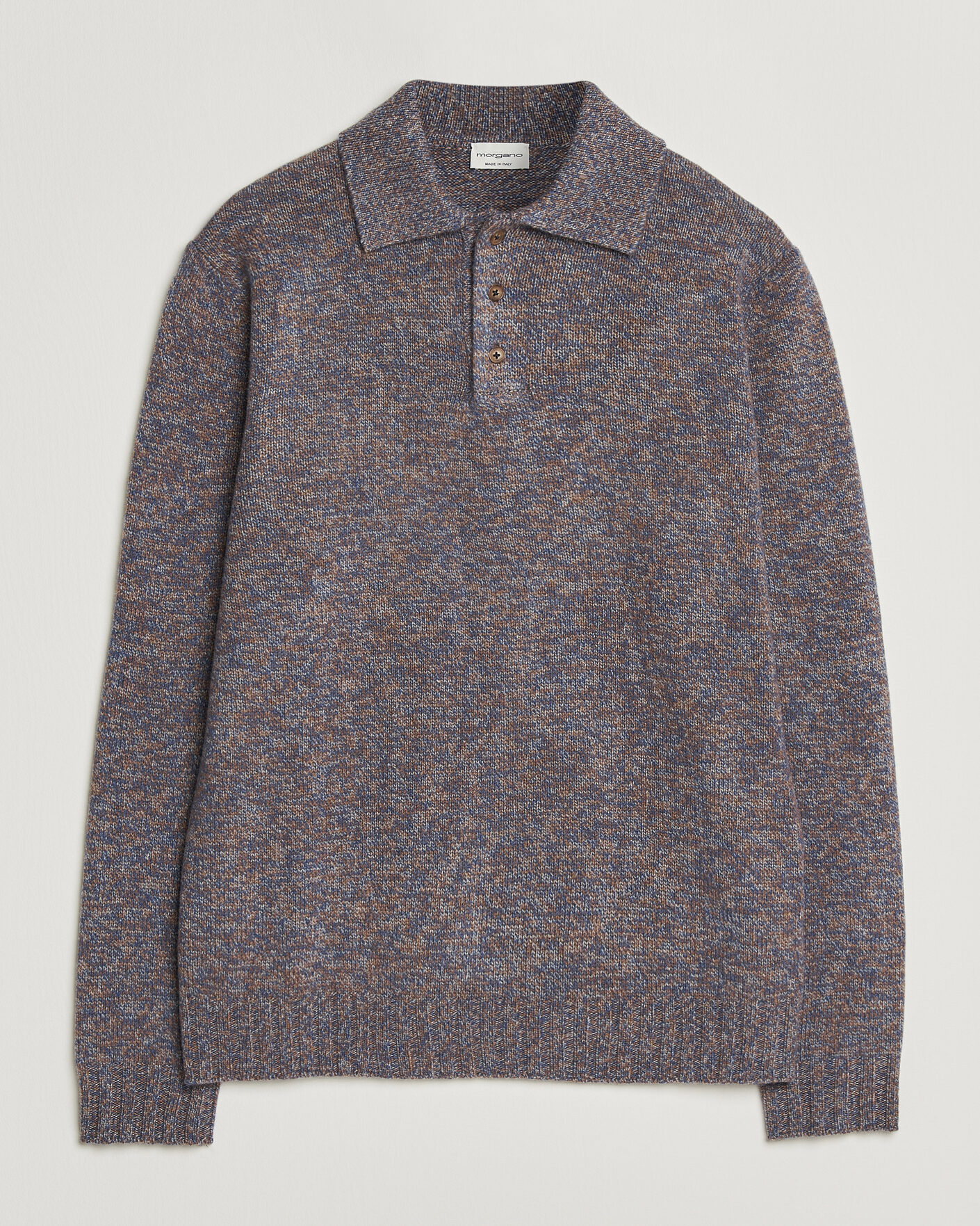Herr | Tröjor | Morgano | Wool/Cashmere Knitted Polo Blue