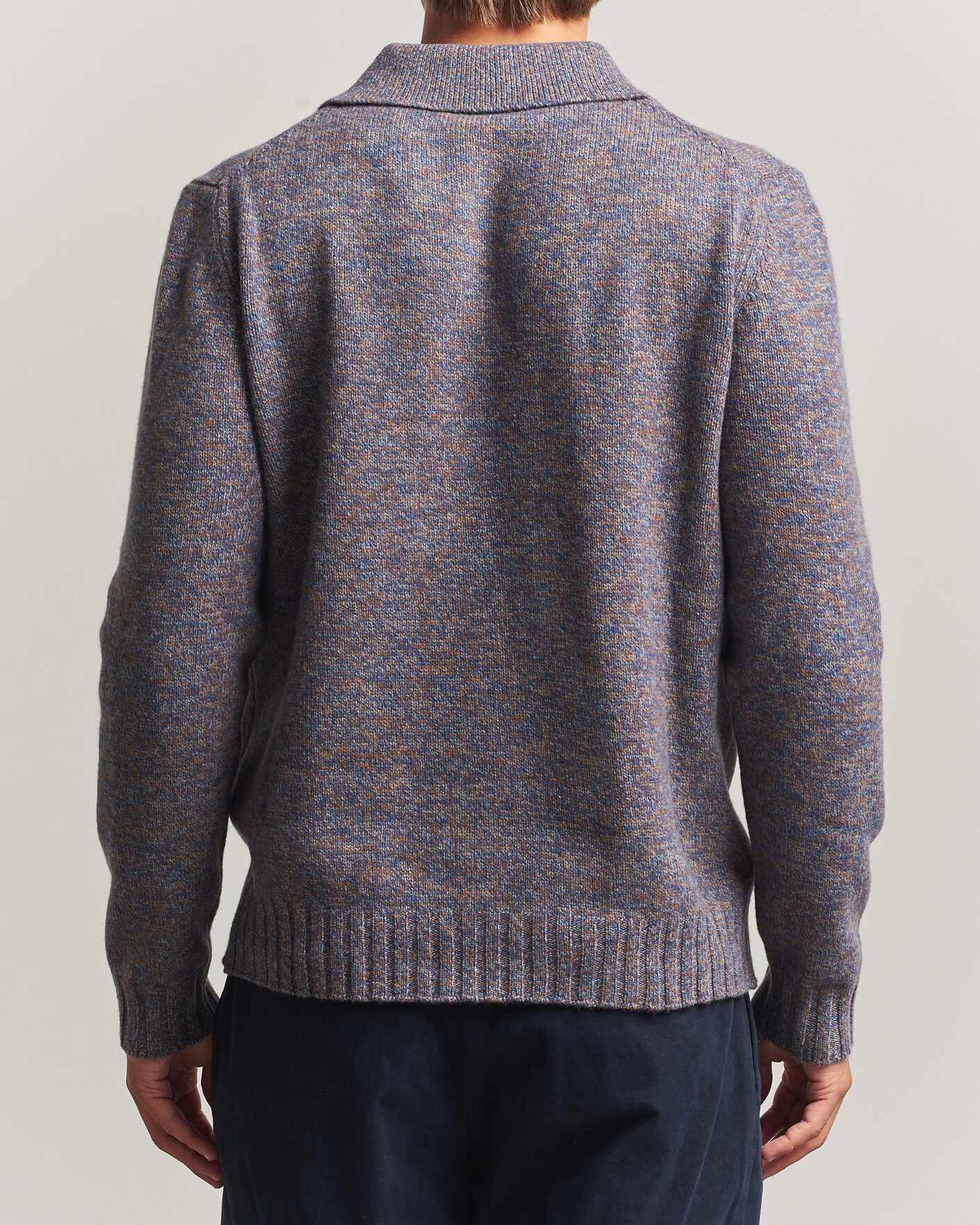 Herr | Tröjor | Morgano | Wool/Cashmere Knitted Polo Blue