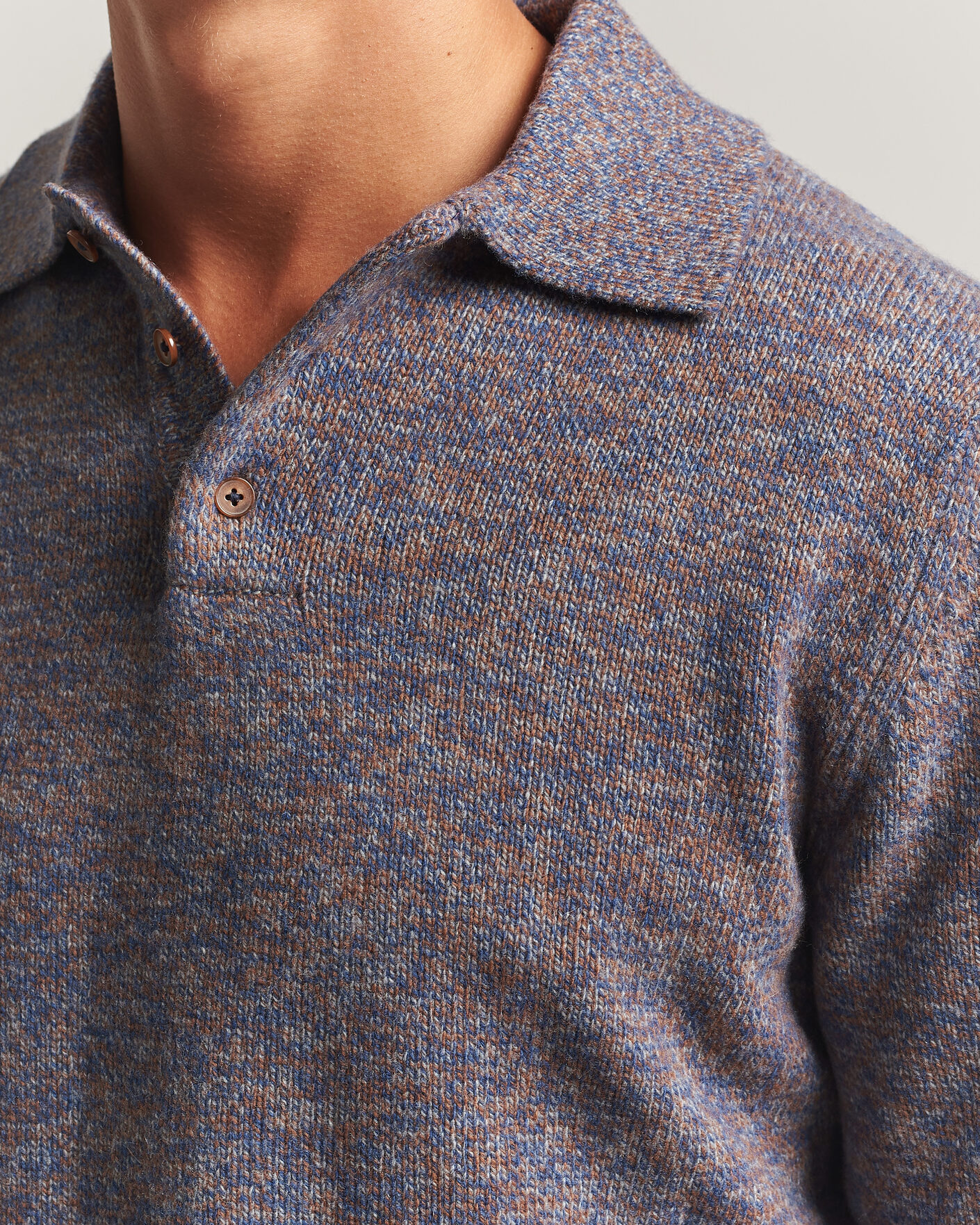 Herr | Tröjor | Morgano | Wool/Cashmere Knitted Polo Blue