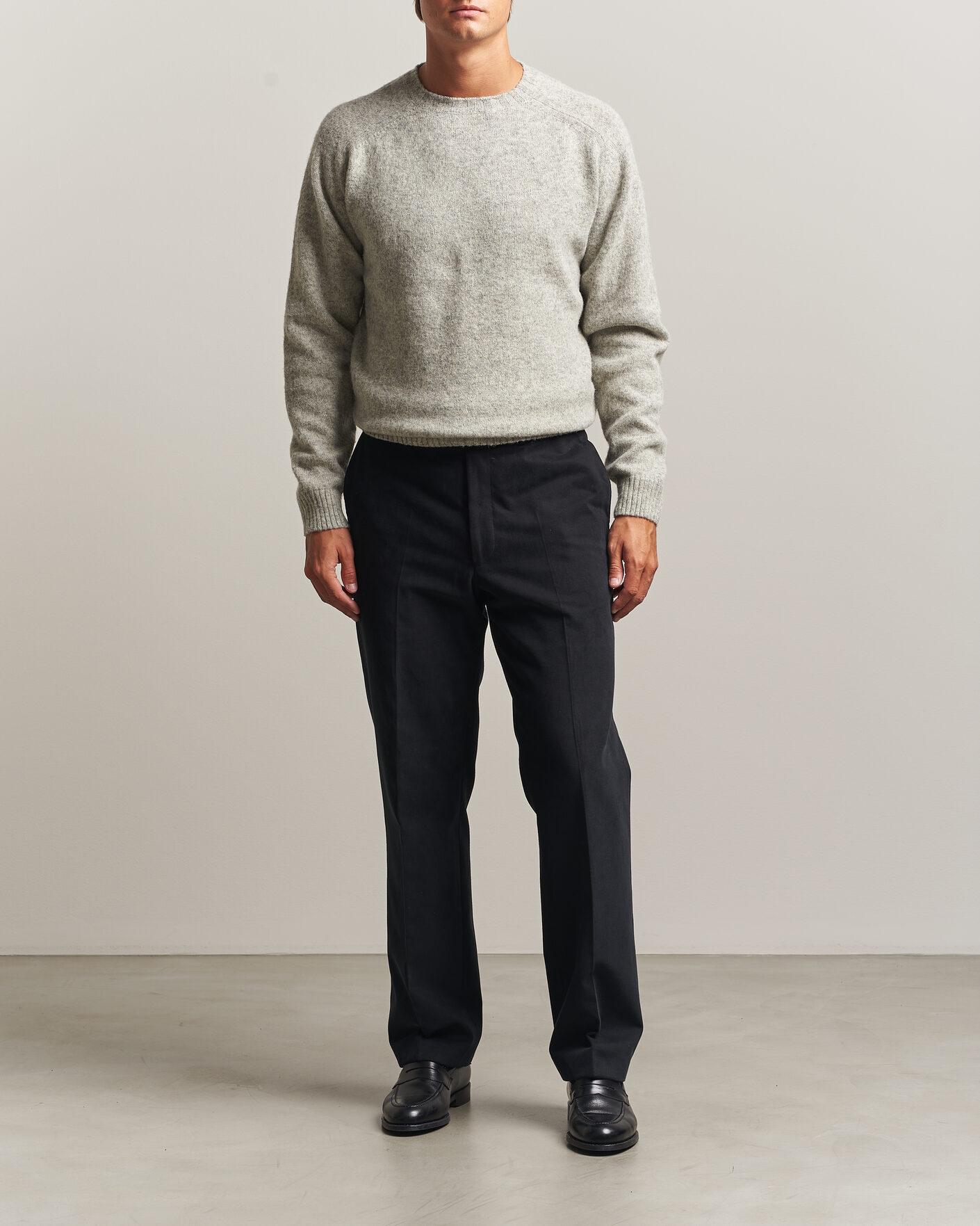 Herr | Tröjor | Morgano | Brushed Wool Crewneck Grey