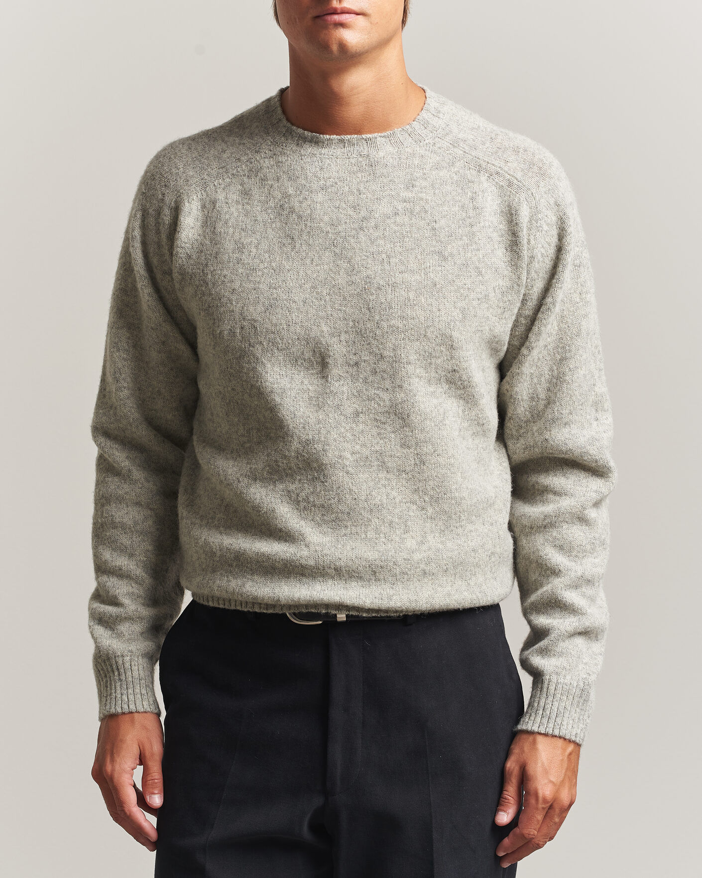 Herr | Tröjor | Morgano | Brushed Wool Crewneck Grey