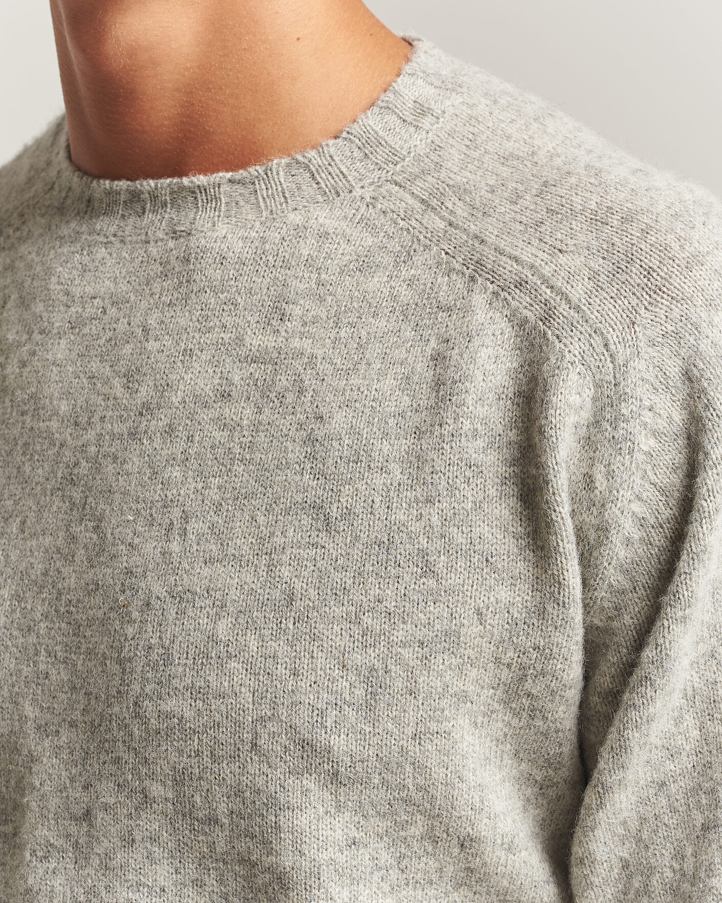 Herr | Tröjor | Morgano | Brushed Wool Crewneck Grey