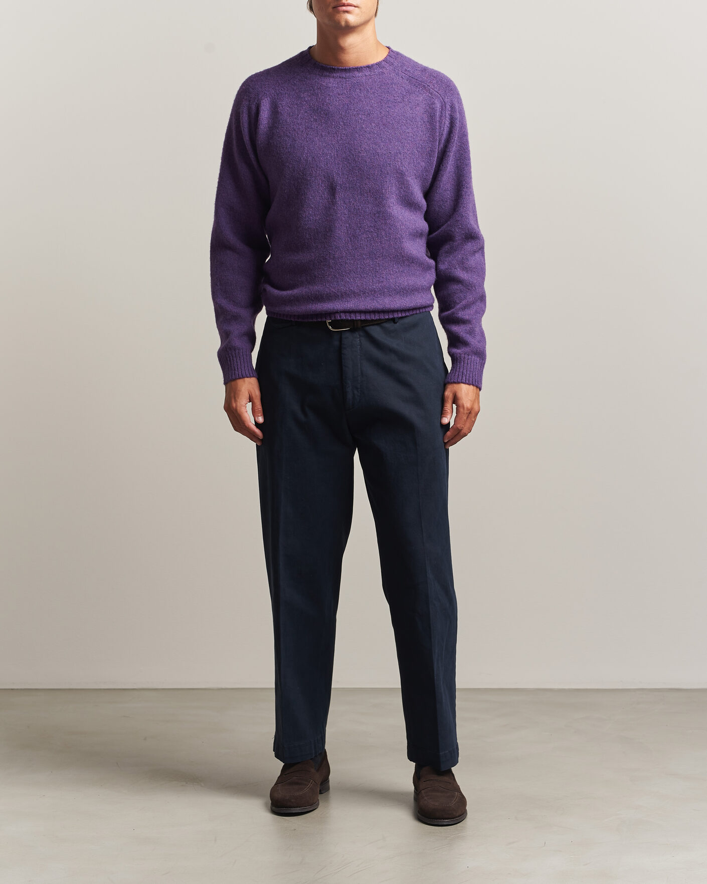 Herr | Tröjor | Morgano | Brushed Wool Crewneck Purple