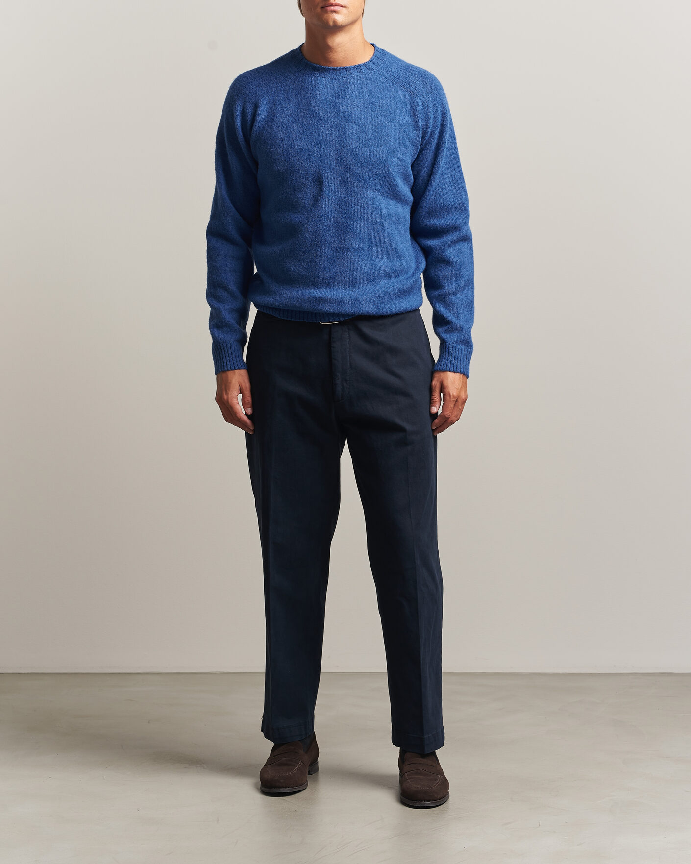 Herr | Tröjor | Morgano | Brushed Wool Crewneck High Blue