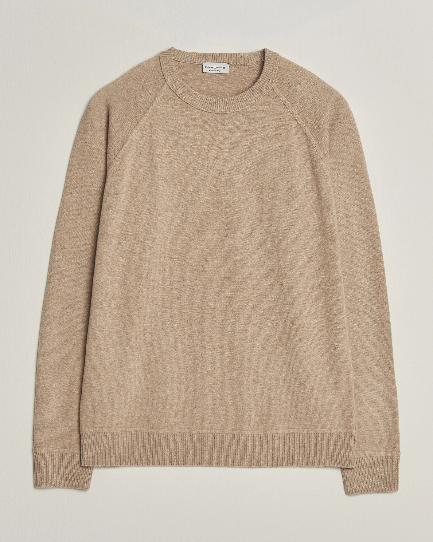 Herr | Tröjor | Morgano | Wool/Cashmere Raglan Crew Beige