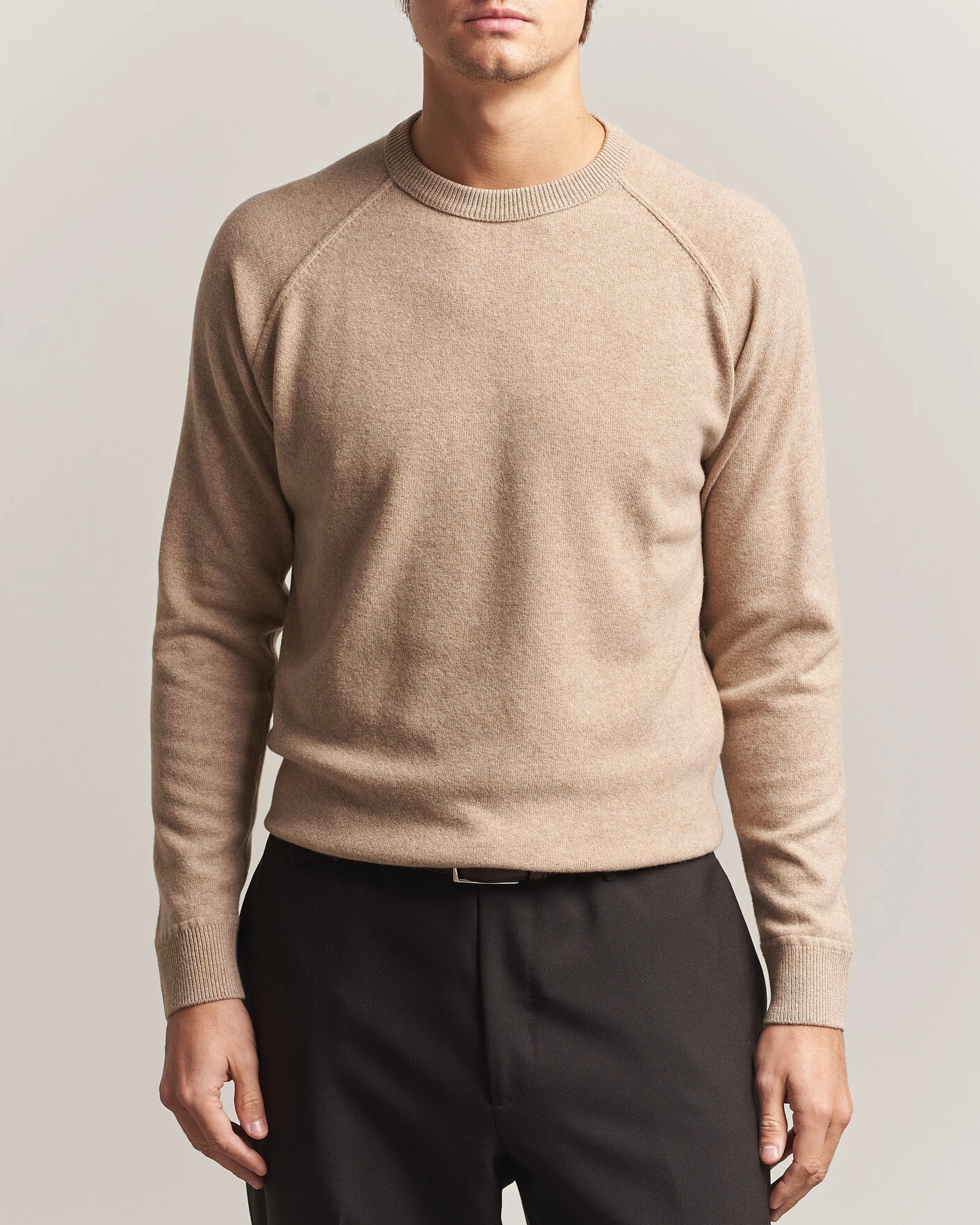 Herr | Tröjor | Morgano | Wool/Cashmere Raglan Crew Beige