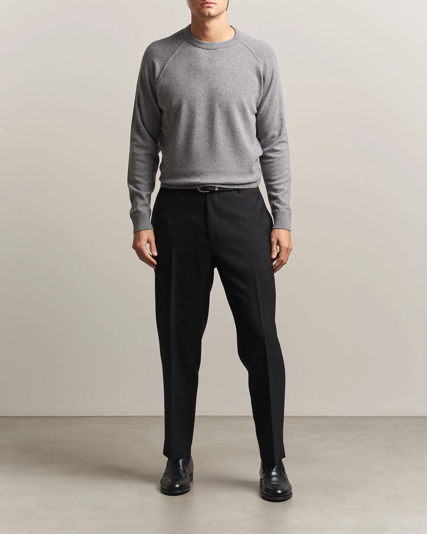 Herr | Tröjor | Morgano | Wool/Cashmere Raglan Crew Grey