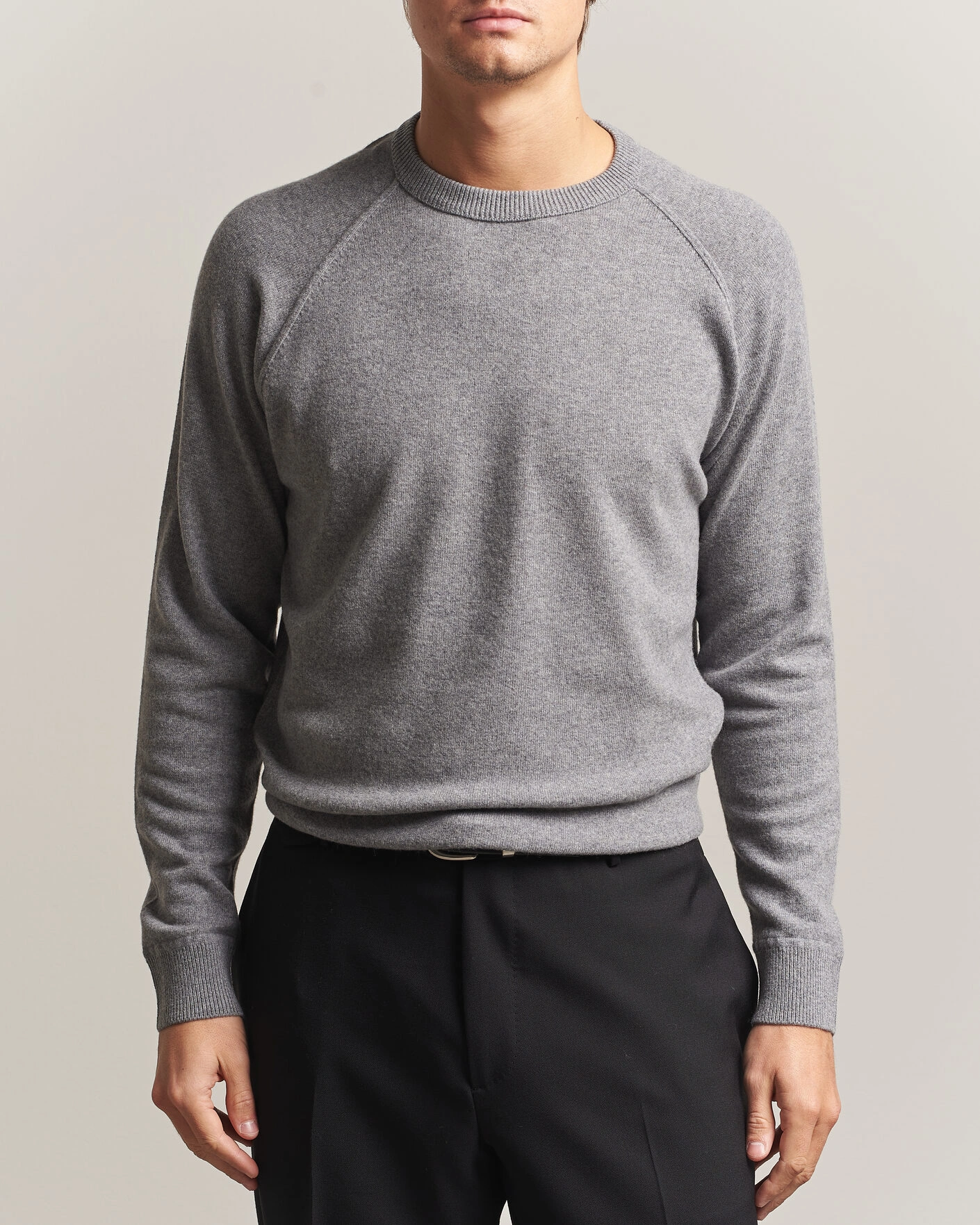 Herr | Tröjor | Morgano | Wool/Cashmere Raglan Crew Grey