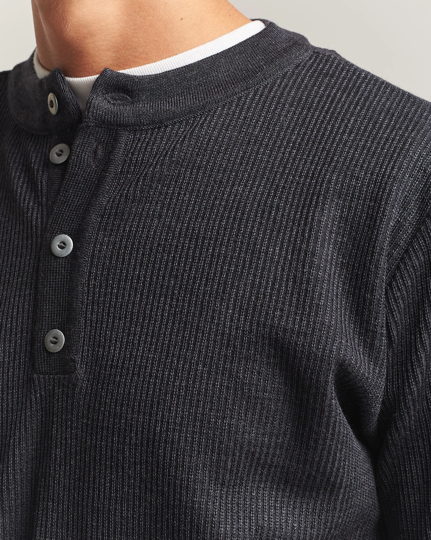 Herr | Tröjor | S.N.S. Herning | Stamina Rib Henley Magnetite Black