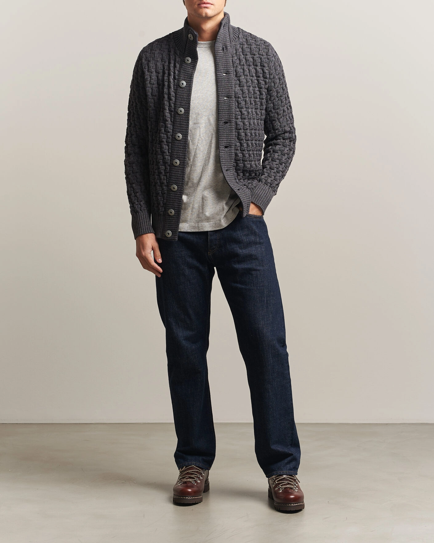 Herr | Tröjor | S.N.S. Herning | Stark Cardigan Gneiss Grey